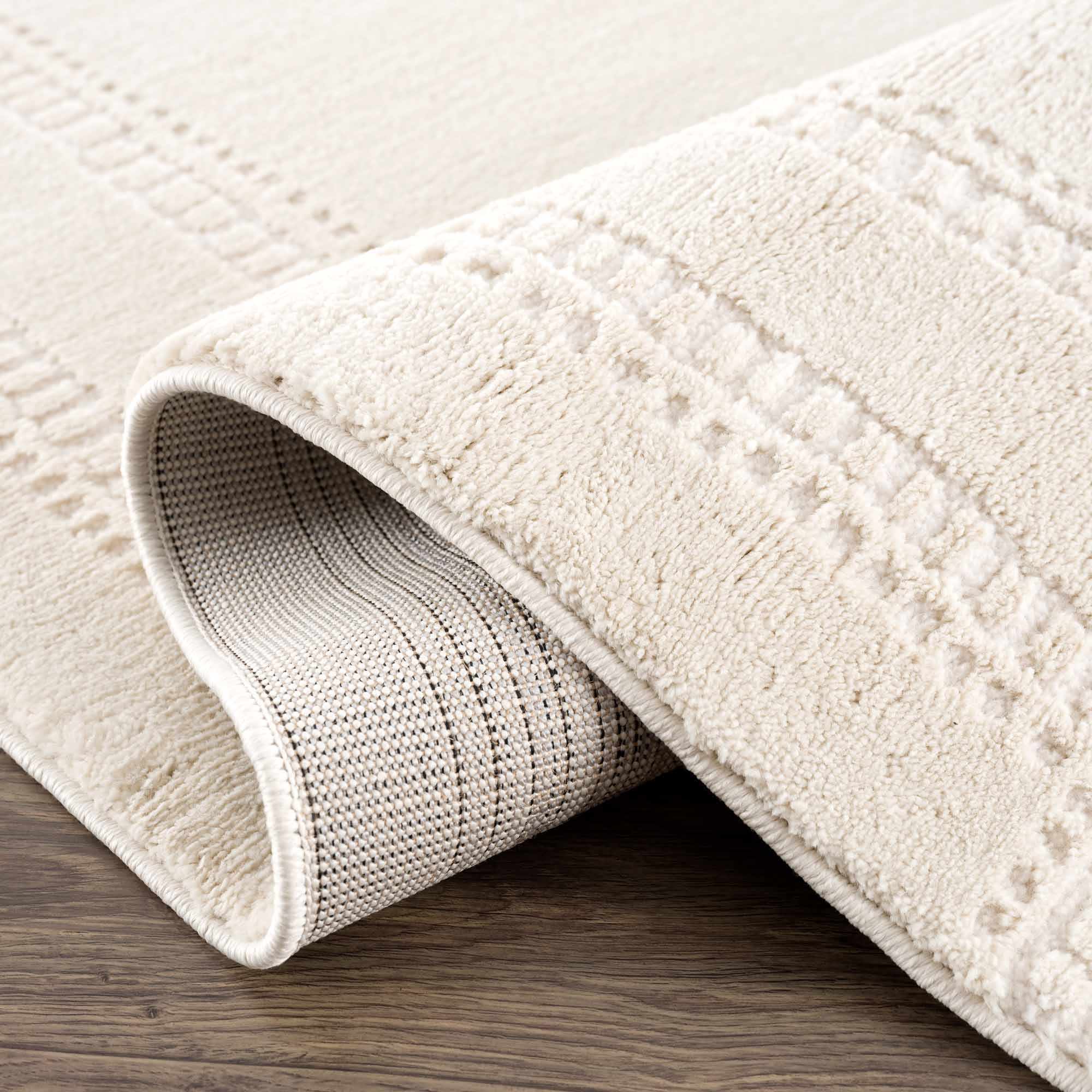 Modern Contemporary Solid Beige and Ivory High pile multi size Area Rug - Image 9
