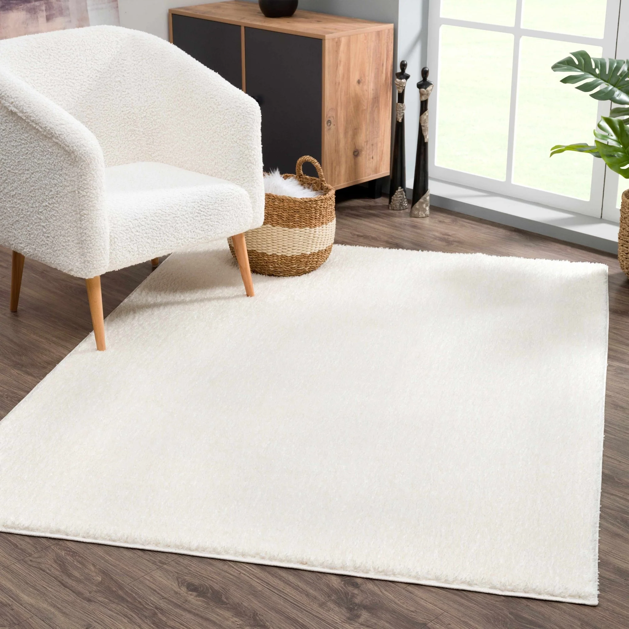 Contemporary Solid Beige High Pile Washable Area Rug - Image 10