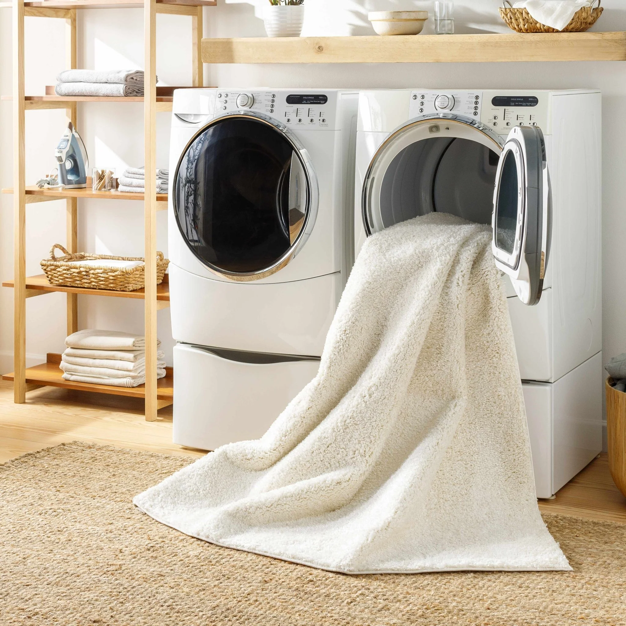 Contemporary Solid Beige High Pile Washable Area Rug - Image 29