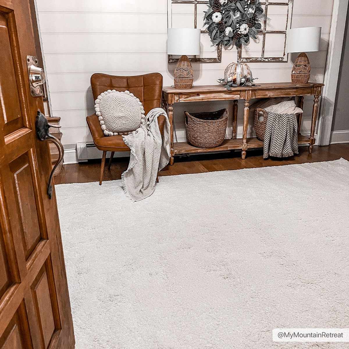 Contemporary Solid Beige High Pile Washable Area Rug - Image 3