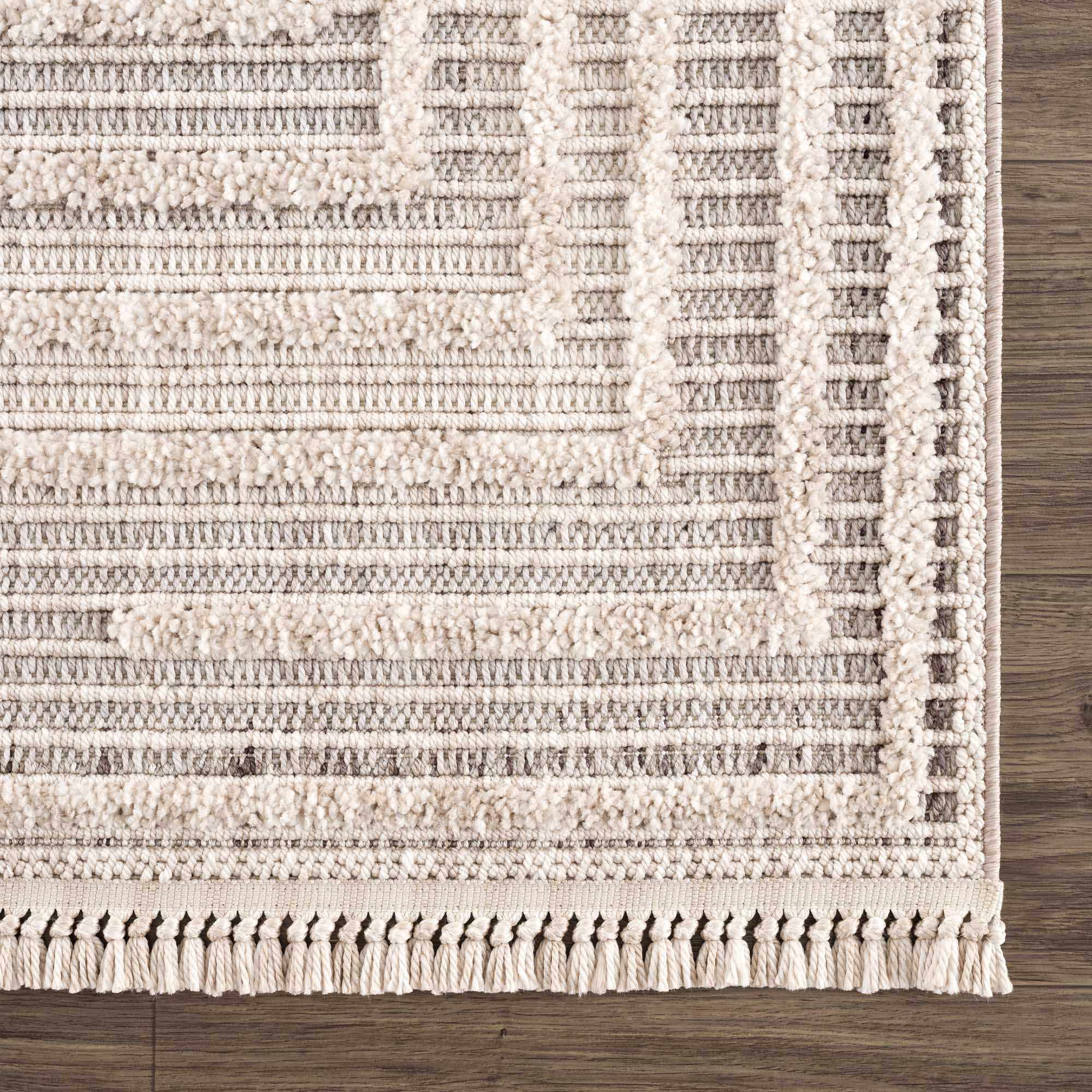 Contemporary Solid Stripes Peach, Beige and Gray High-Low Pile  Area Rug - Image 10