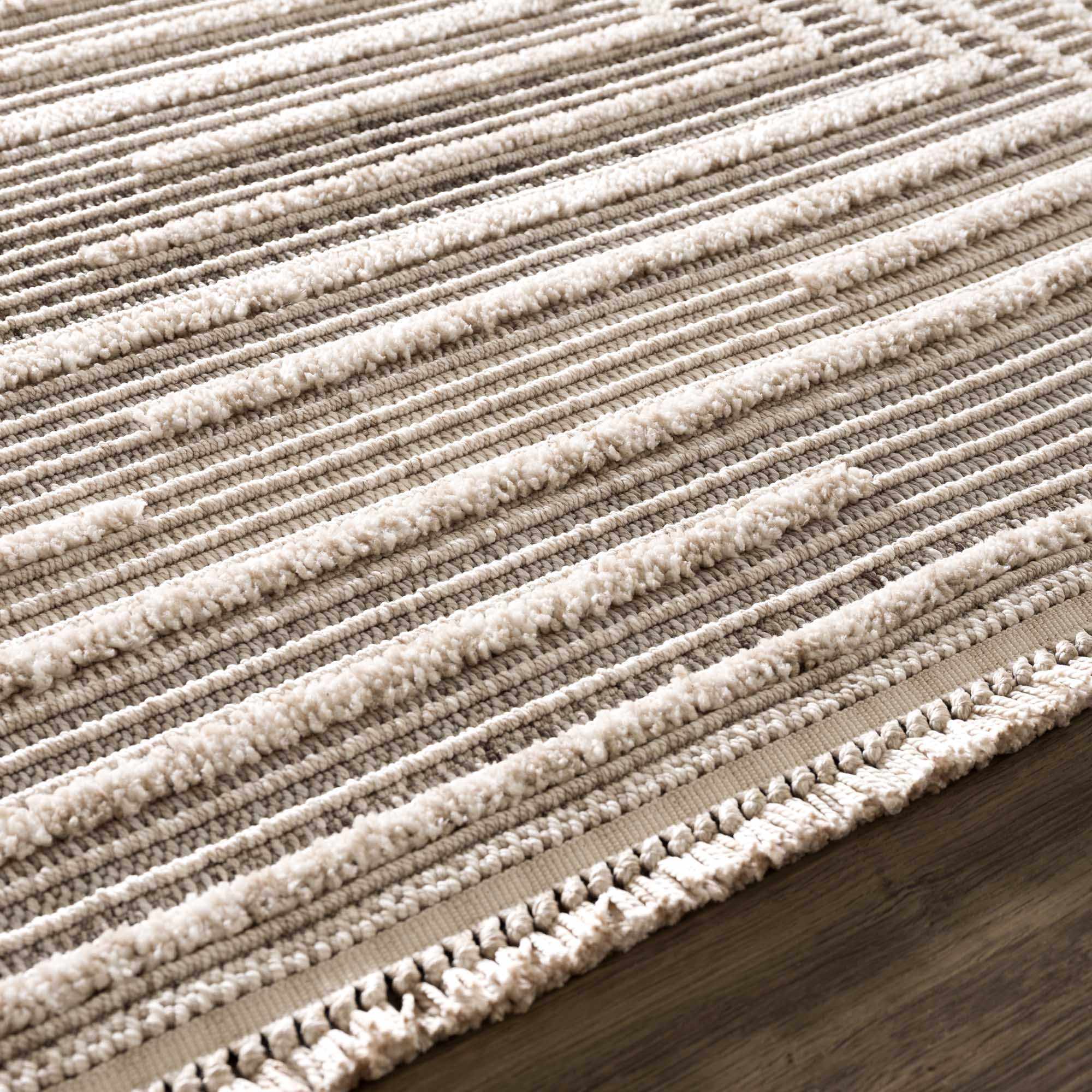 Contemporary Solid Stripes Peach, Beige and Gray High-Low Pile  Area Rug - Image 13