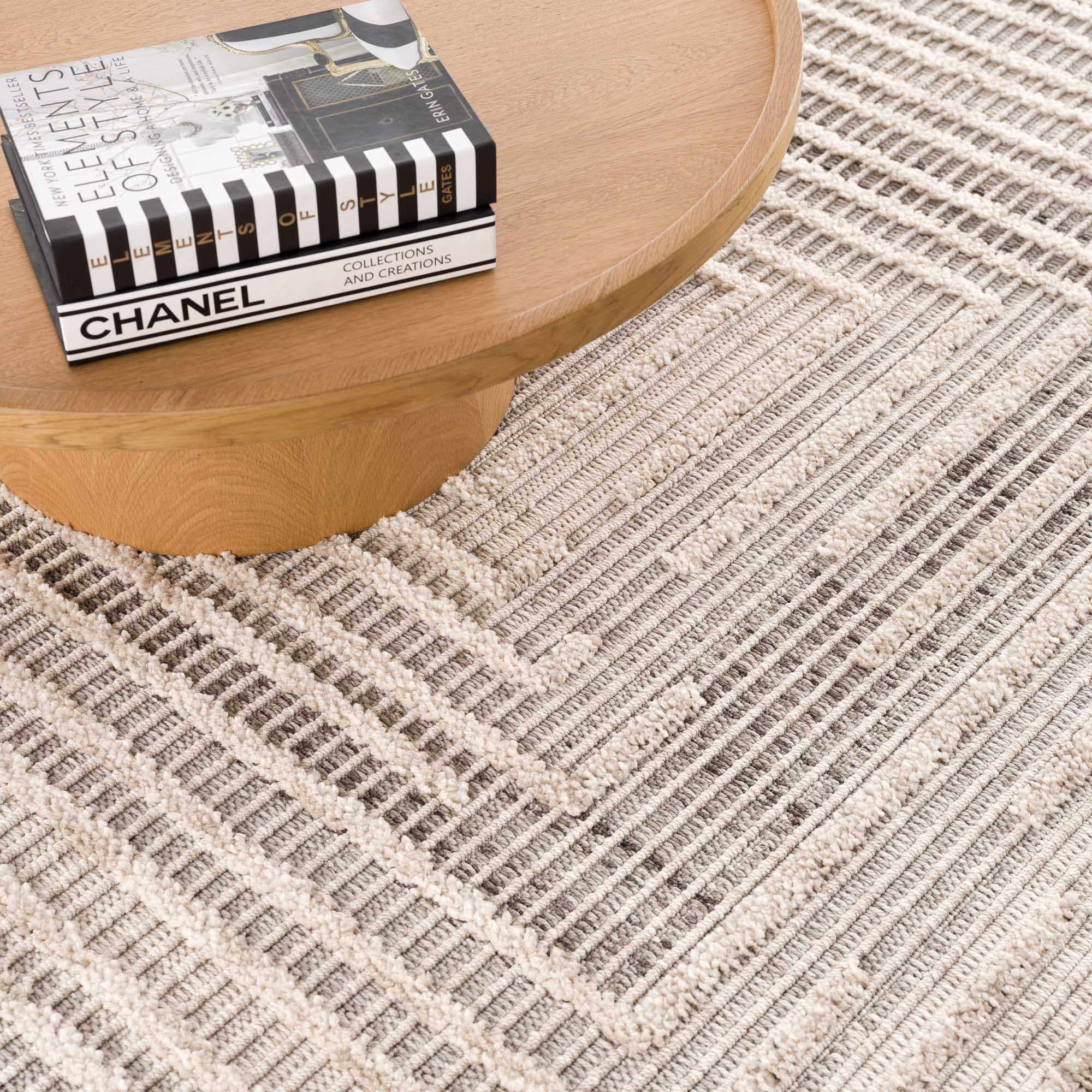 Contemporary Solid Stripes Peach, Beige and Gray High-Low Pile  Area Rug - Image 14