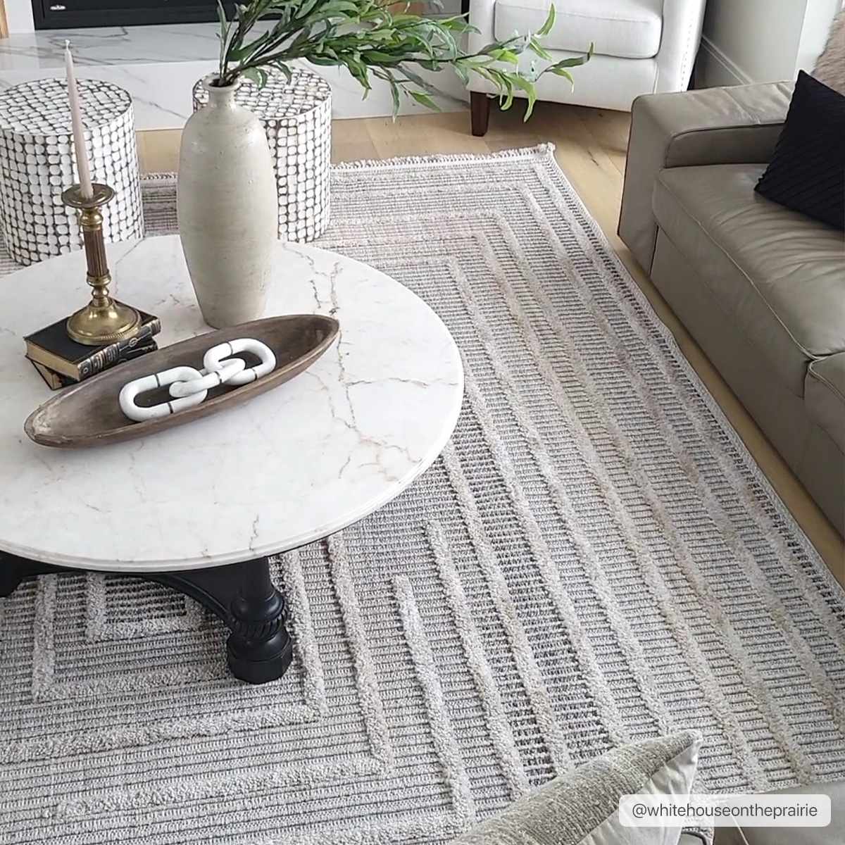 Contemporary Solid Stripes Peach, Beige and Gray High-Low Pile  Area Rug - Image 4