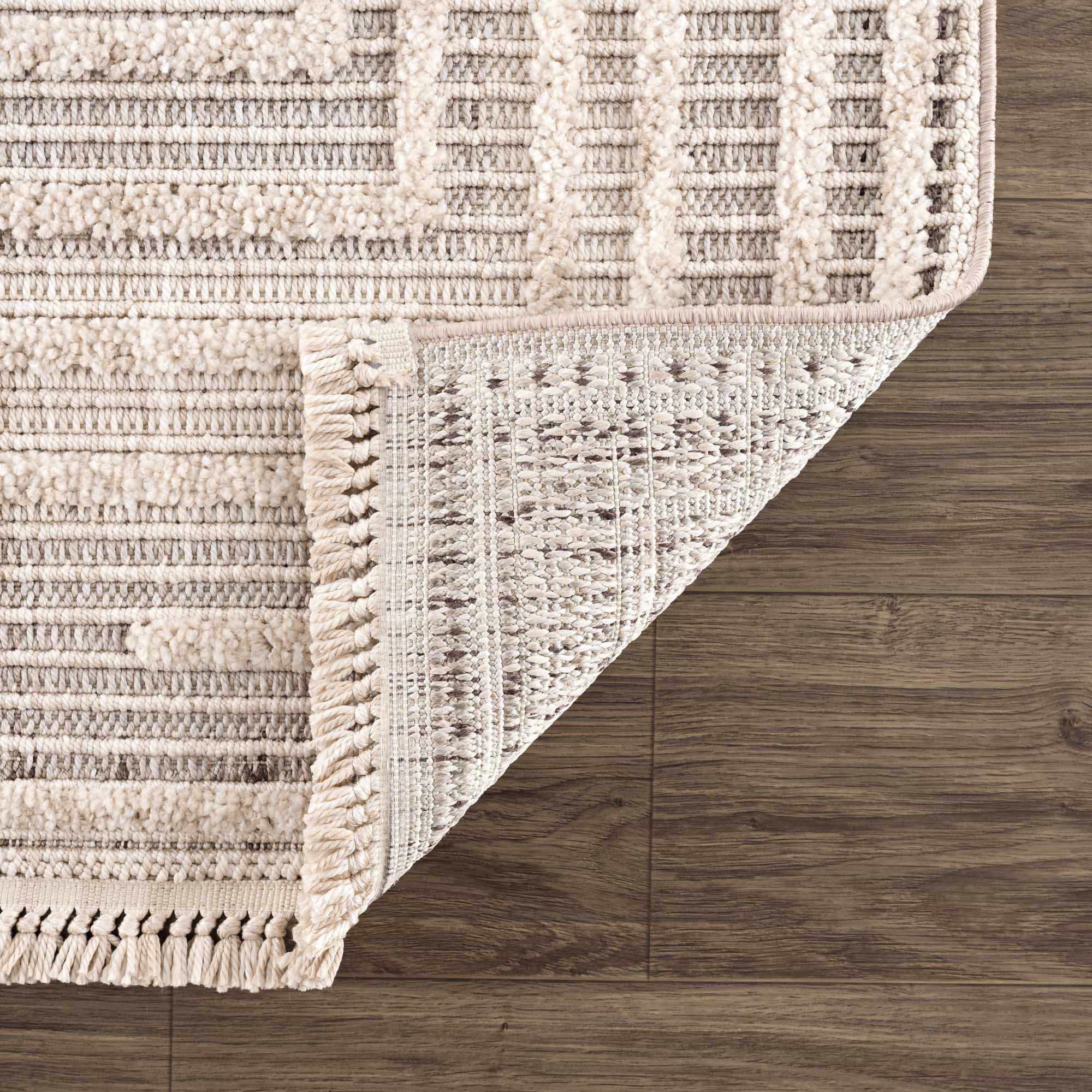 Contemporary Solid Stripes Peach, Beige and Gray High-Low Pile  Area Rug - Image 7