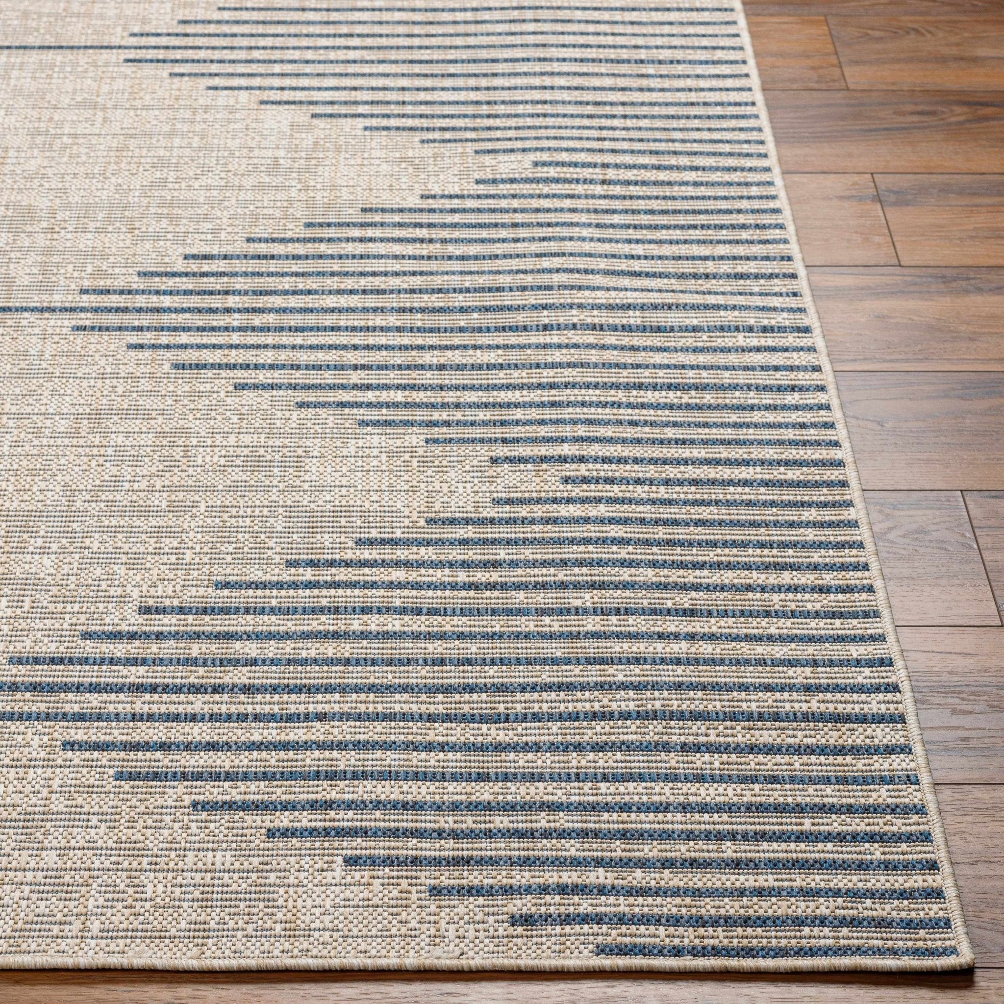 Contemporary Stephan Design Blue And Gray Machine Woven Outdoor Rug - Image 3