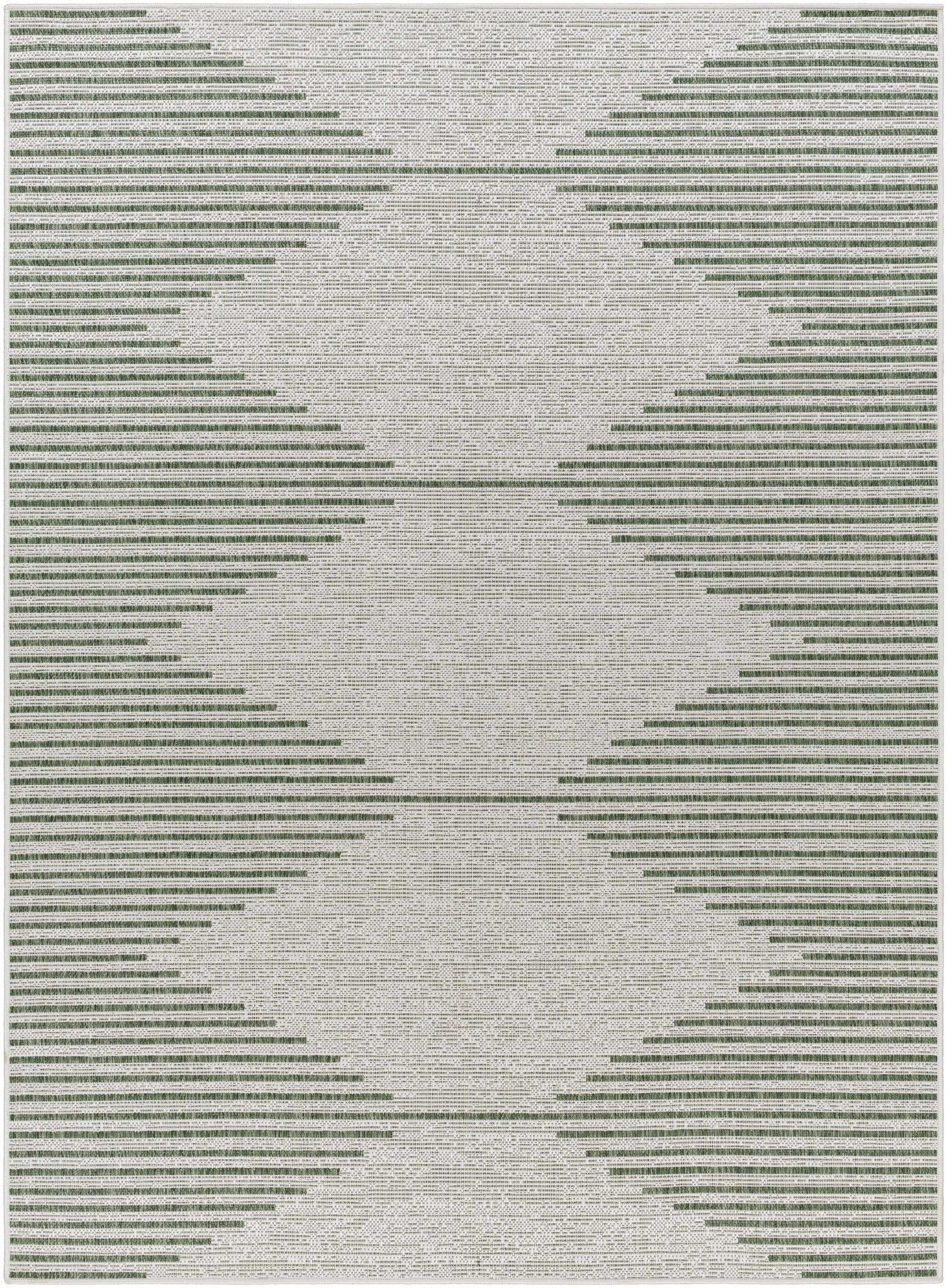 Contemporary Stephan Pattern Green And Gray Machine Woven Outdoor Rug - Image 2