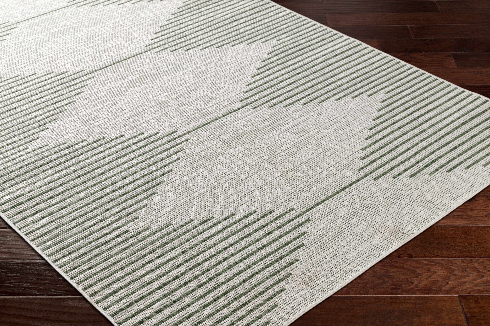 Contemporary Stephan Pattern Green And Gray Machine Woven Outdoor Rug - Image 4