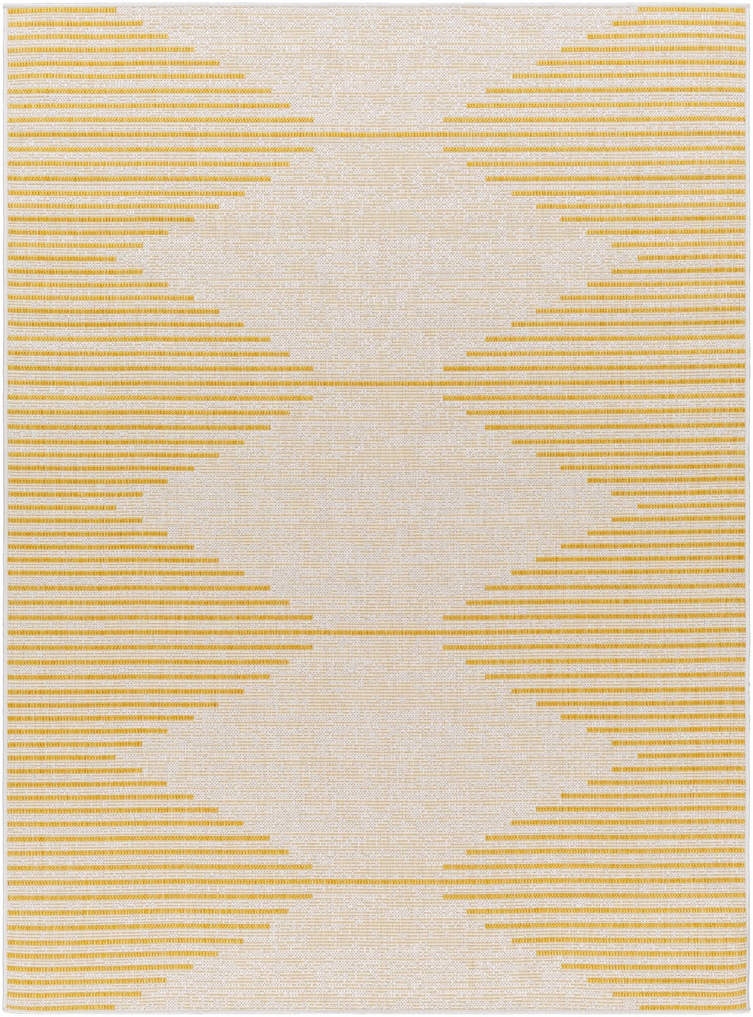 Contemporary Stephan Pattern Yellow And Beige Machine Woven Outdoor Rug - Image 2