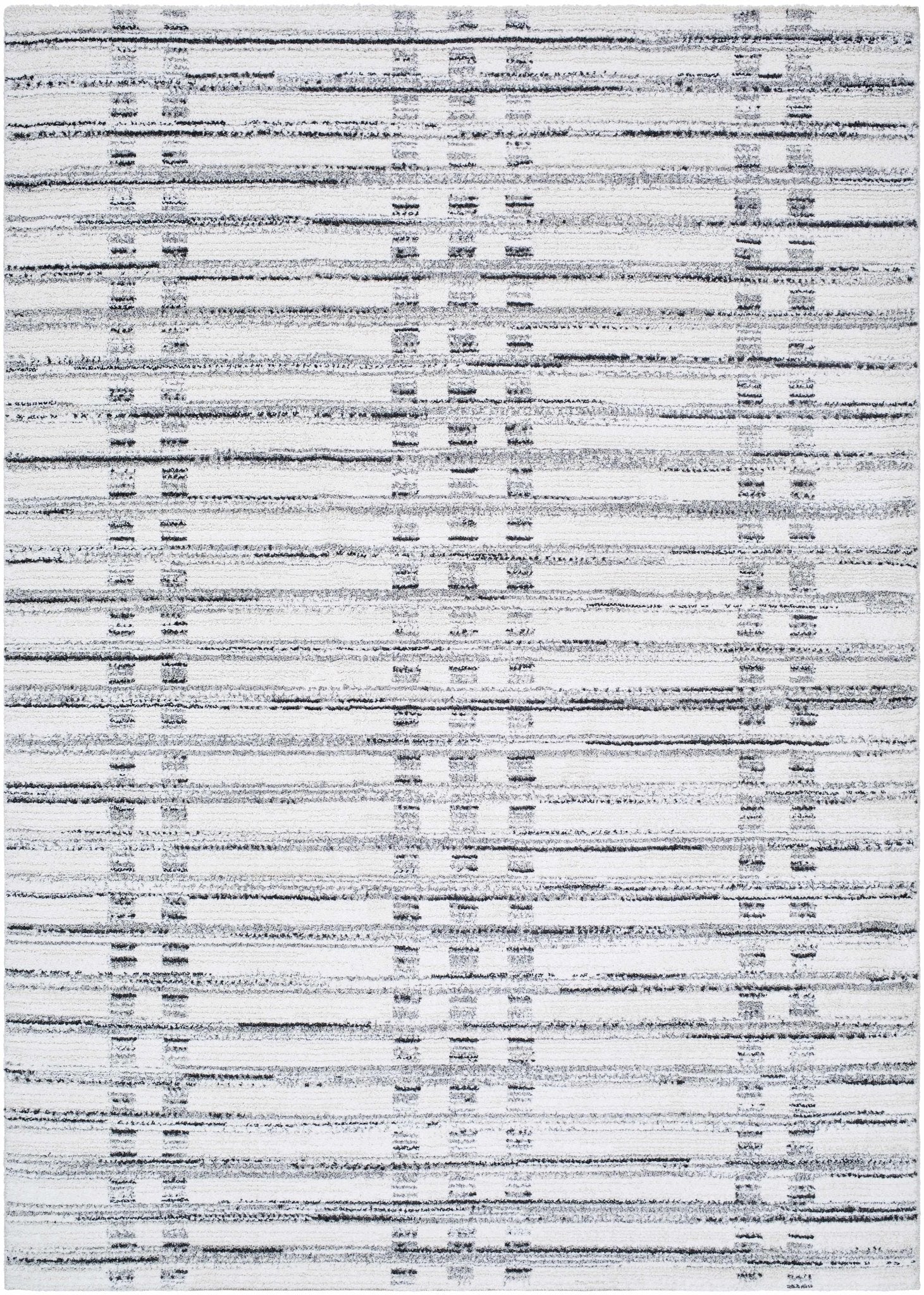 Contemporary Stripe Pattern White Machine Woven Rug - Image 2