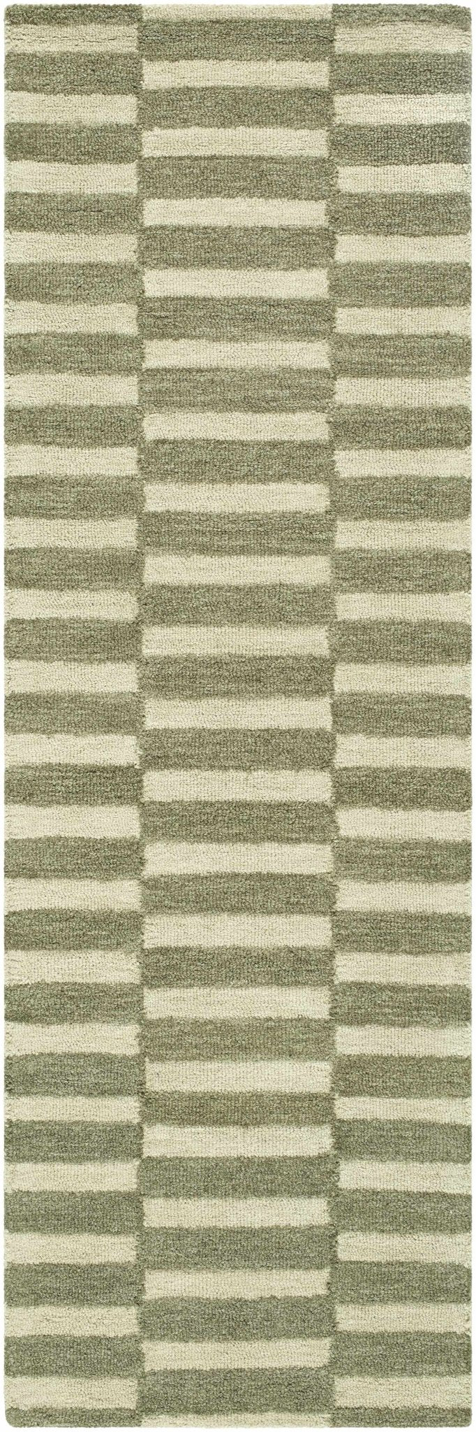 Contemporary Striped Pattern Olive And Beige Hand Tufted Wool Area Rug - Image 8