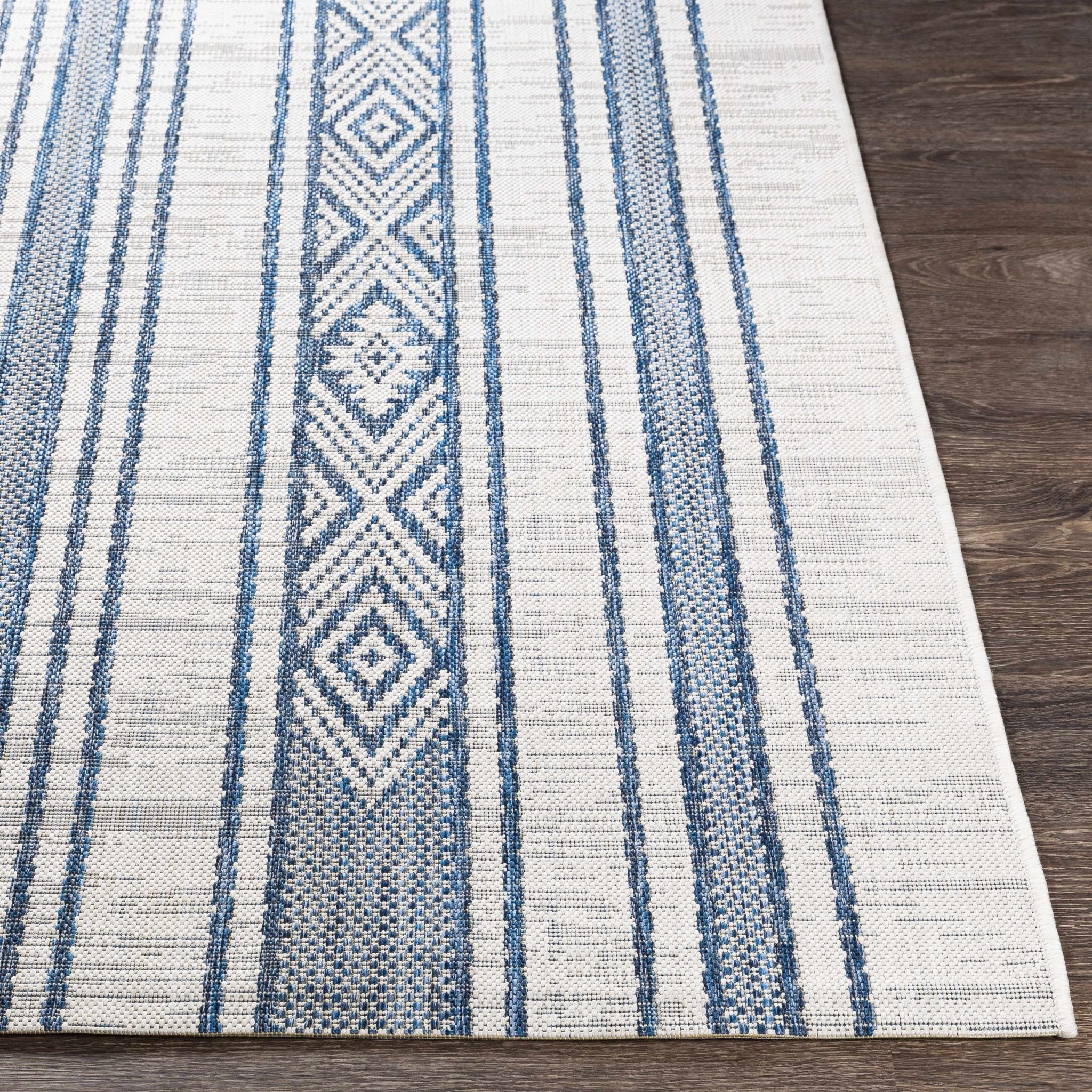 Contemporary Stripes Blue, Ivory and Beige Multi Size Area Rug - Image 12