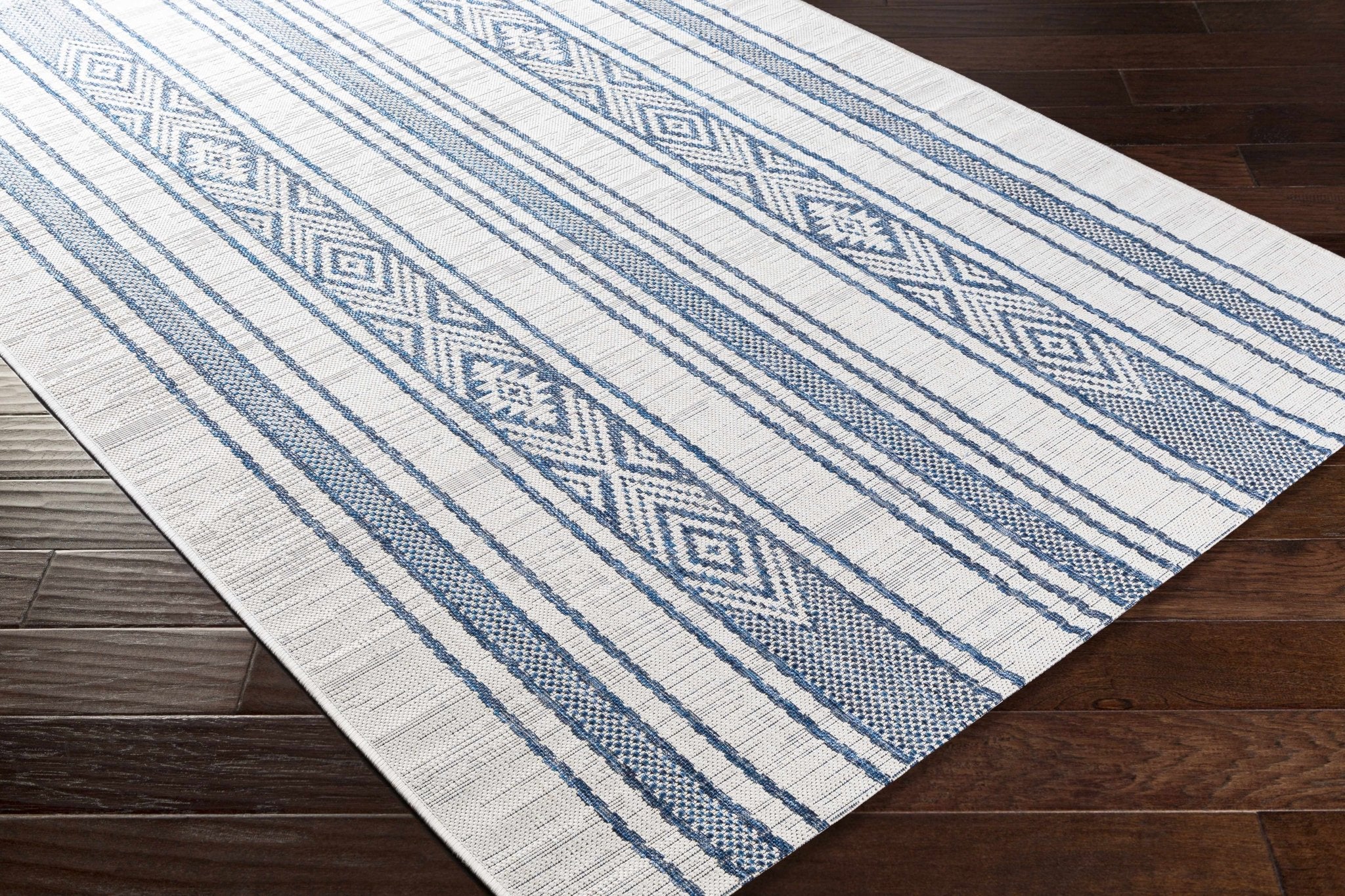 Contemporary Stripes Blue, Ivory and Beige Multi Size Area Rug - Image 13