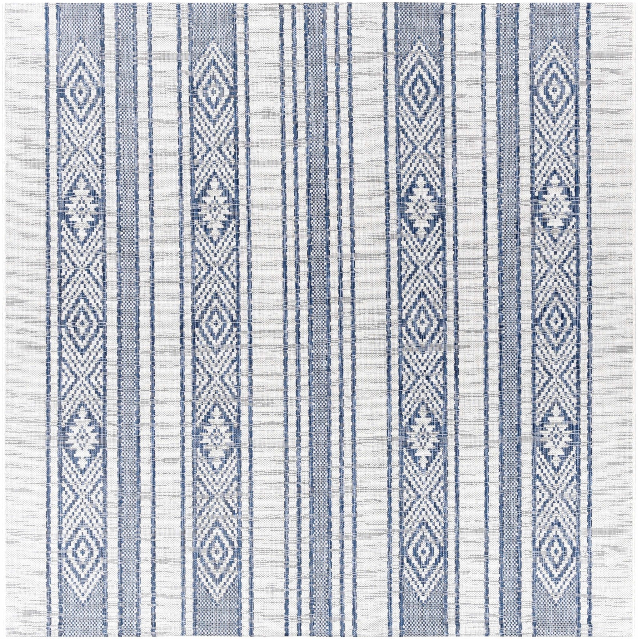 Contemporary Stripes Blue, Ivory and Beige Multi Size Area Rug - Image 5