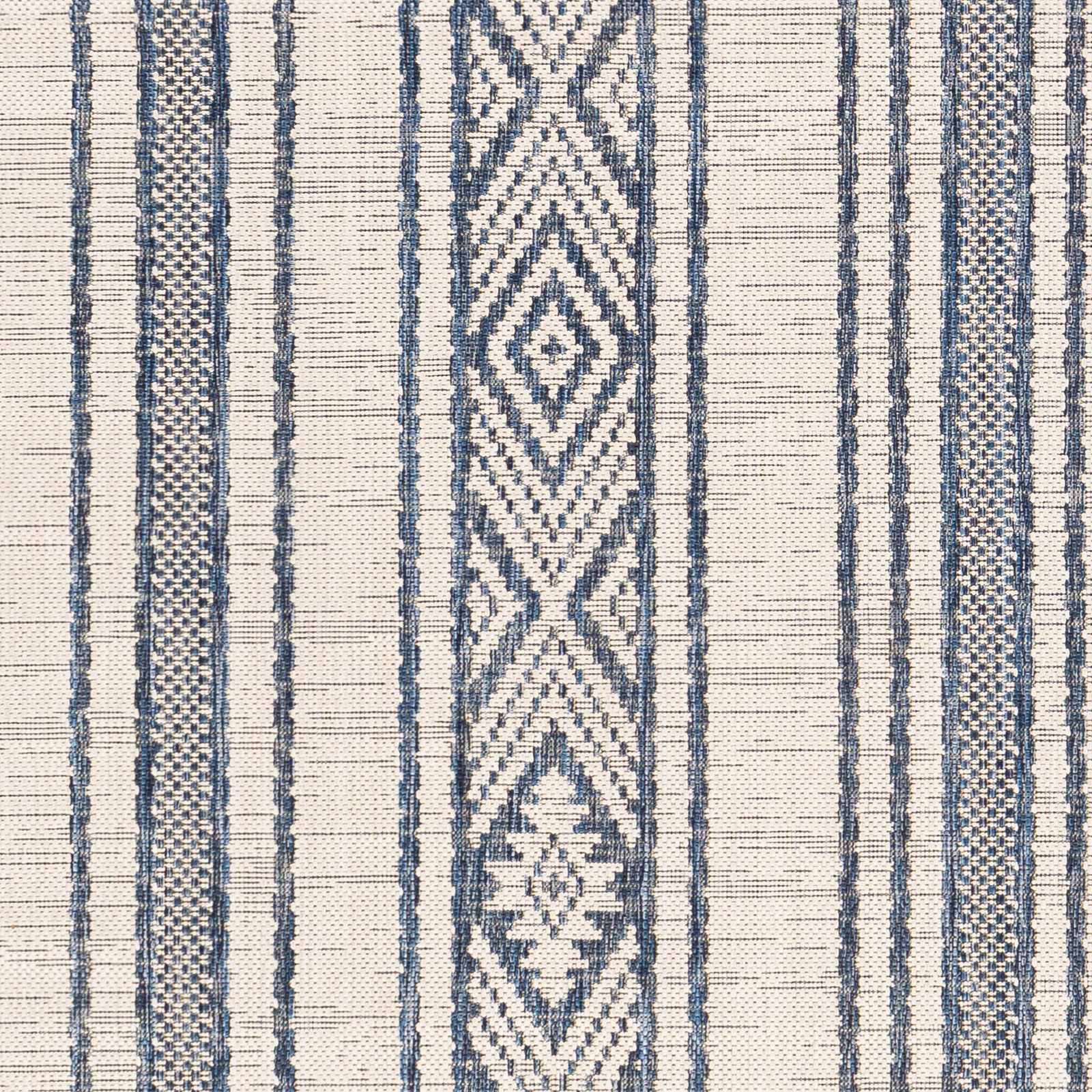 Contemporary Stripes Blue, Ivory and Beige Multi Size Area Rug - Image 6