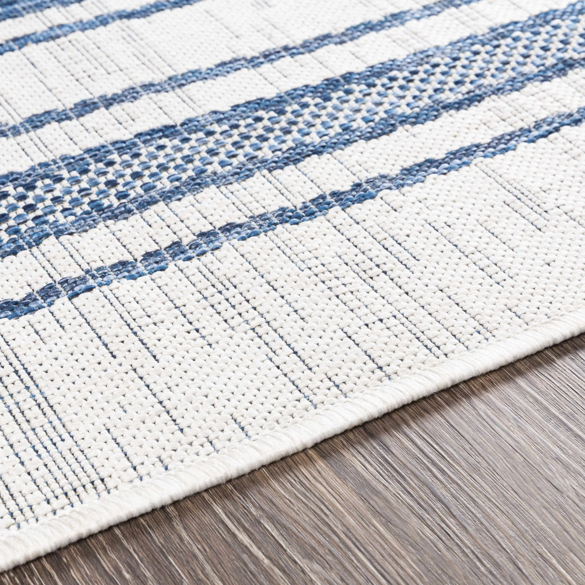 Contemporary Stripes Blue, Ivory and Beige Multi Size Area Rug - Image 7