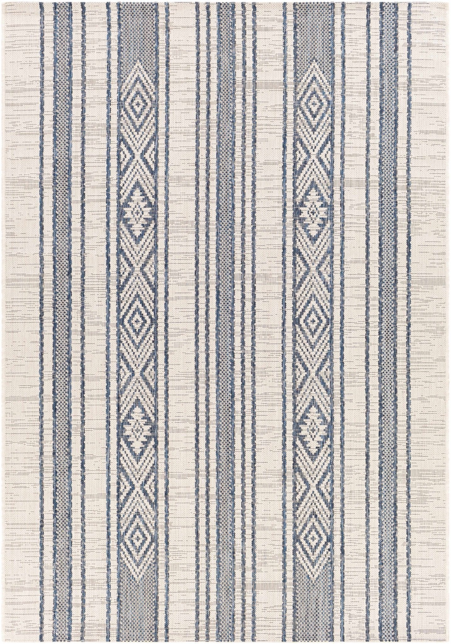 Contemporary Stripes Blue, Ivory and Beige Multi Size Area Rug - Image 9