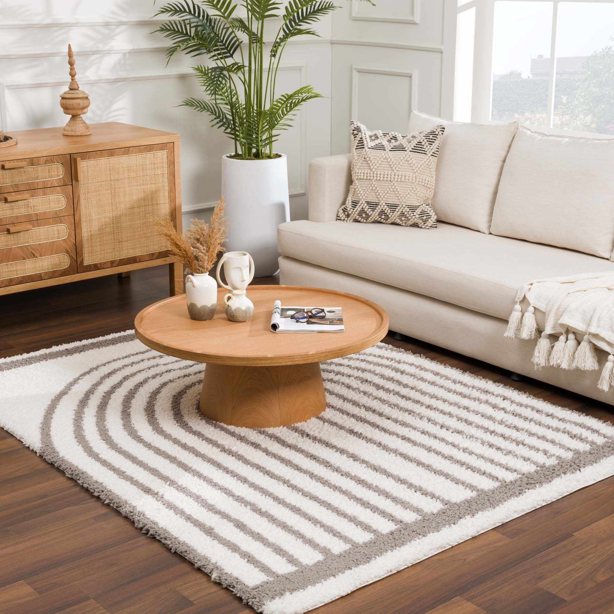 Contemporary Style Beige And  Taupe Area Rug - Image 10