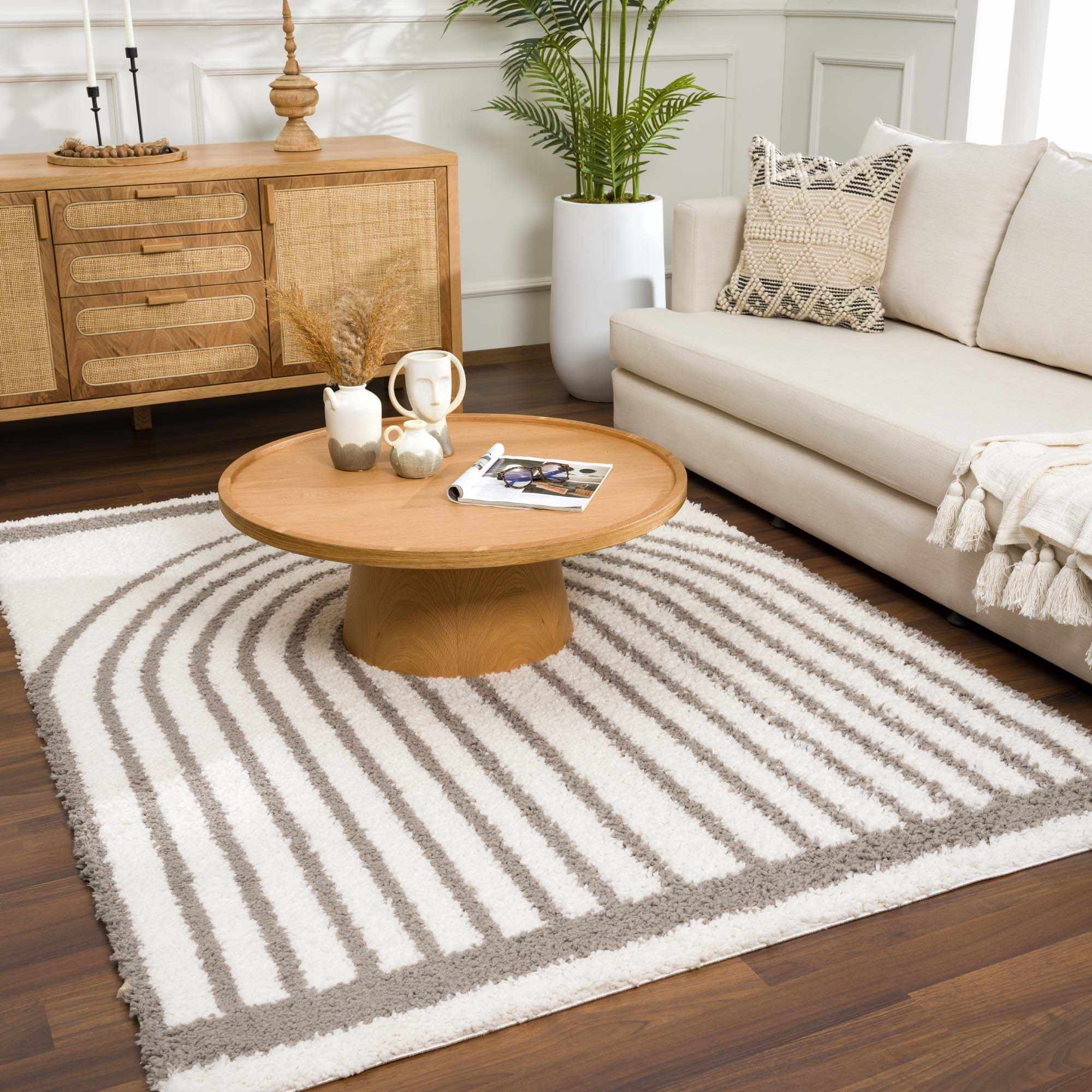 Contemporary Style Beige And  Taupe Area Rug - Image 13