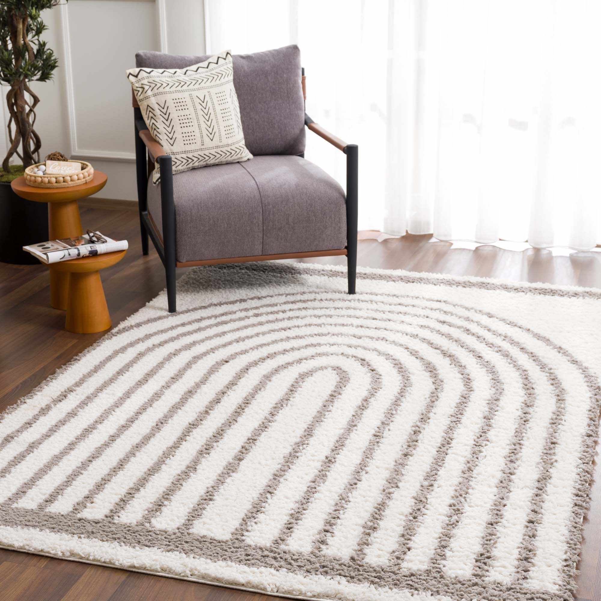 Contemporary Style Beige And  Taupe Area Rug - Image 3