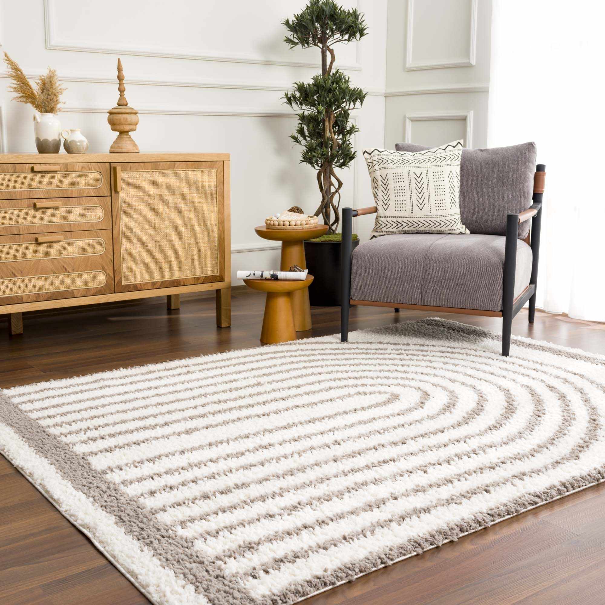 Contemporary Style Beige And  Taupe Area Rug - Image 4