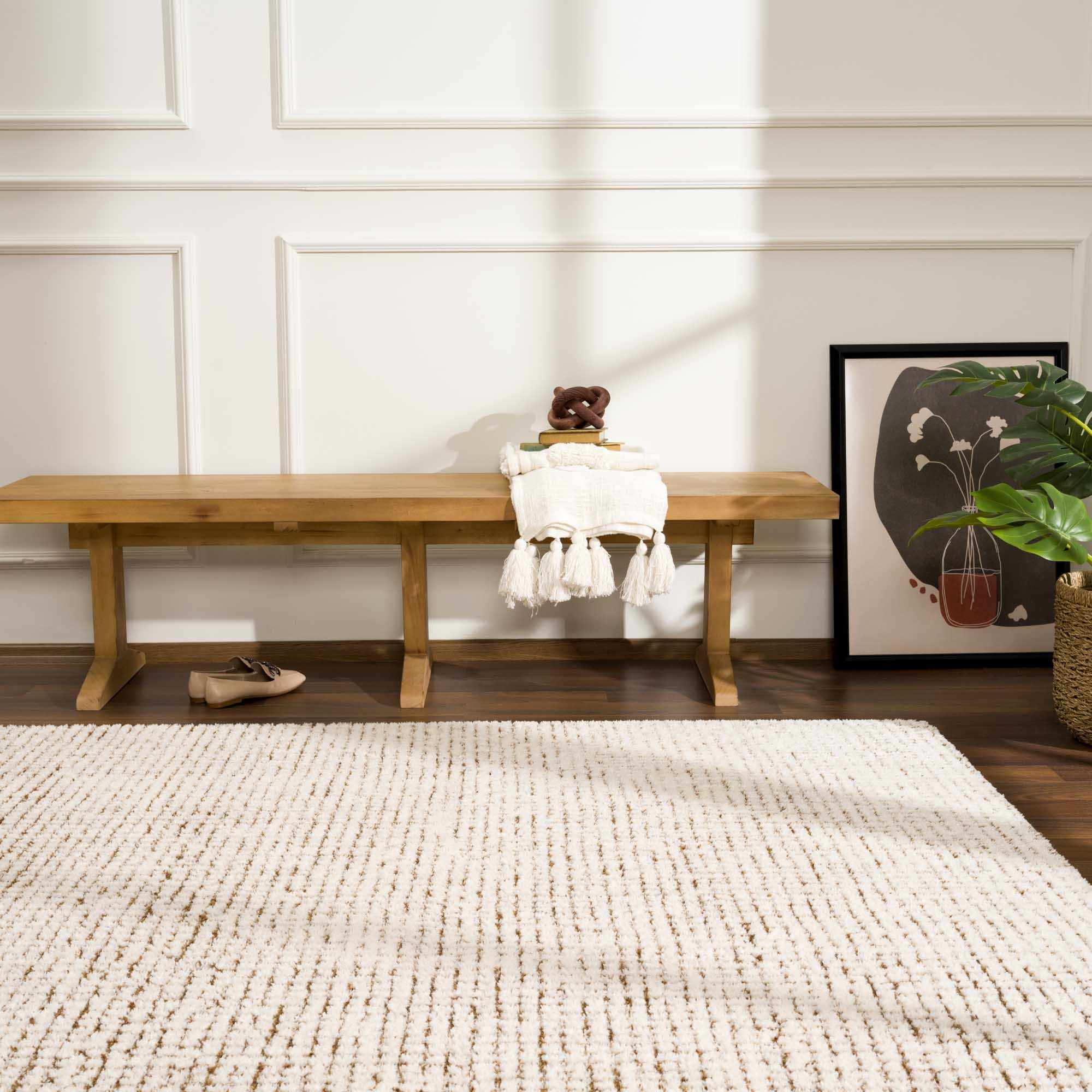 Contemporary Style Beige & Brown Area Rug - Image 10