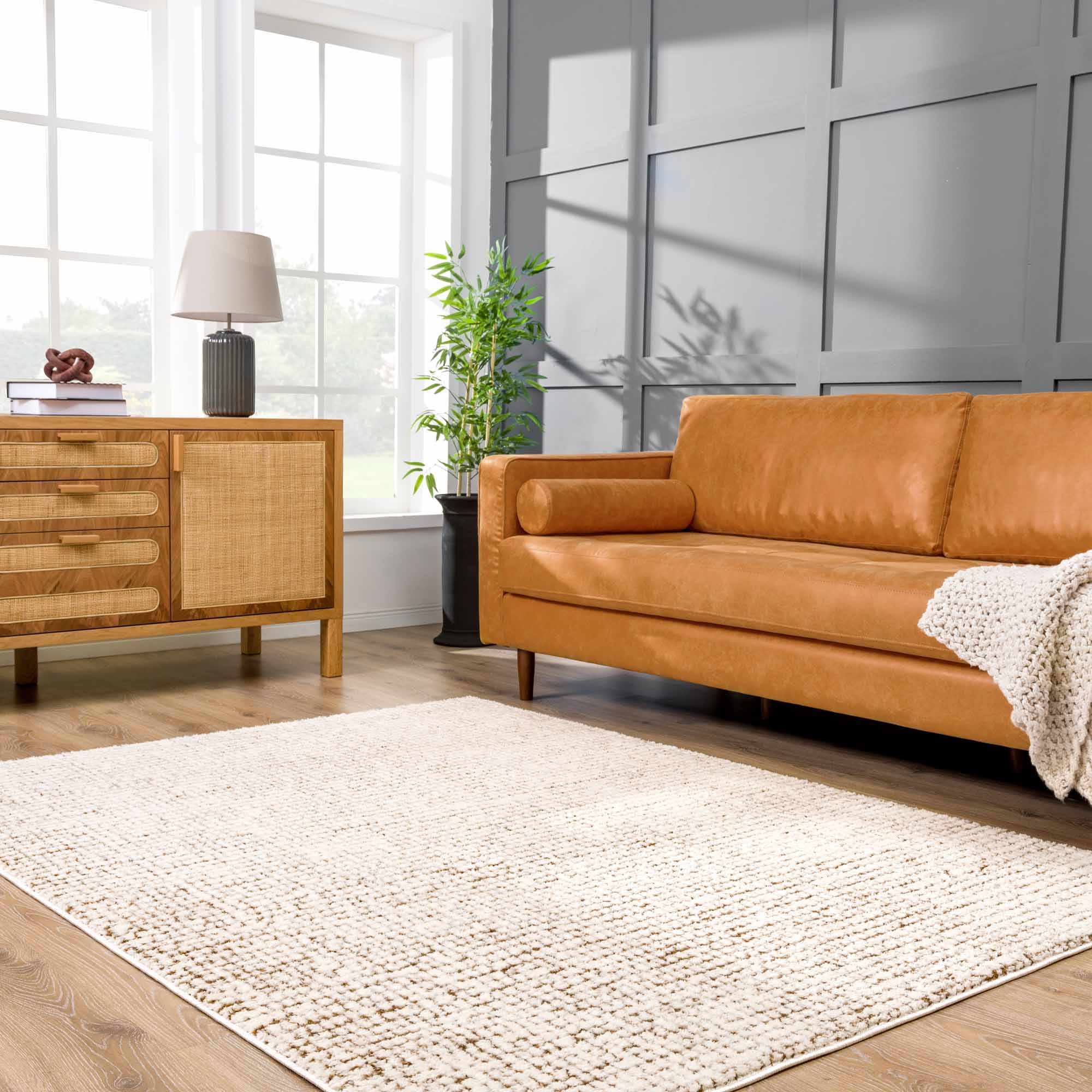Contemporary Style Beige & Brown Area Rug - Image 12