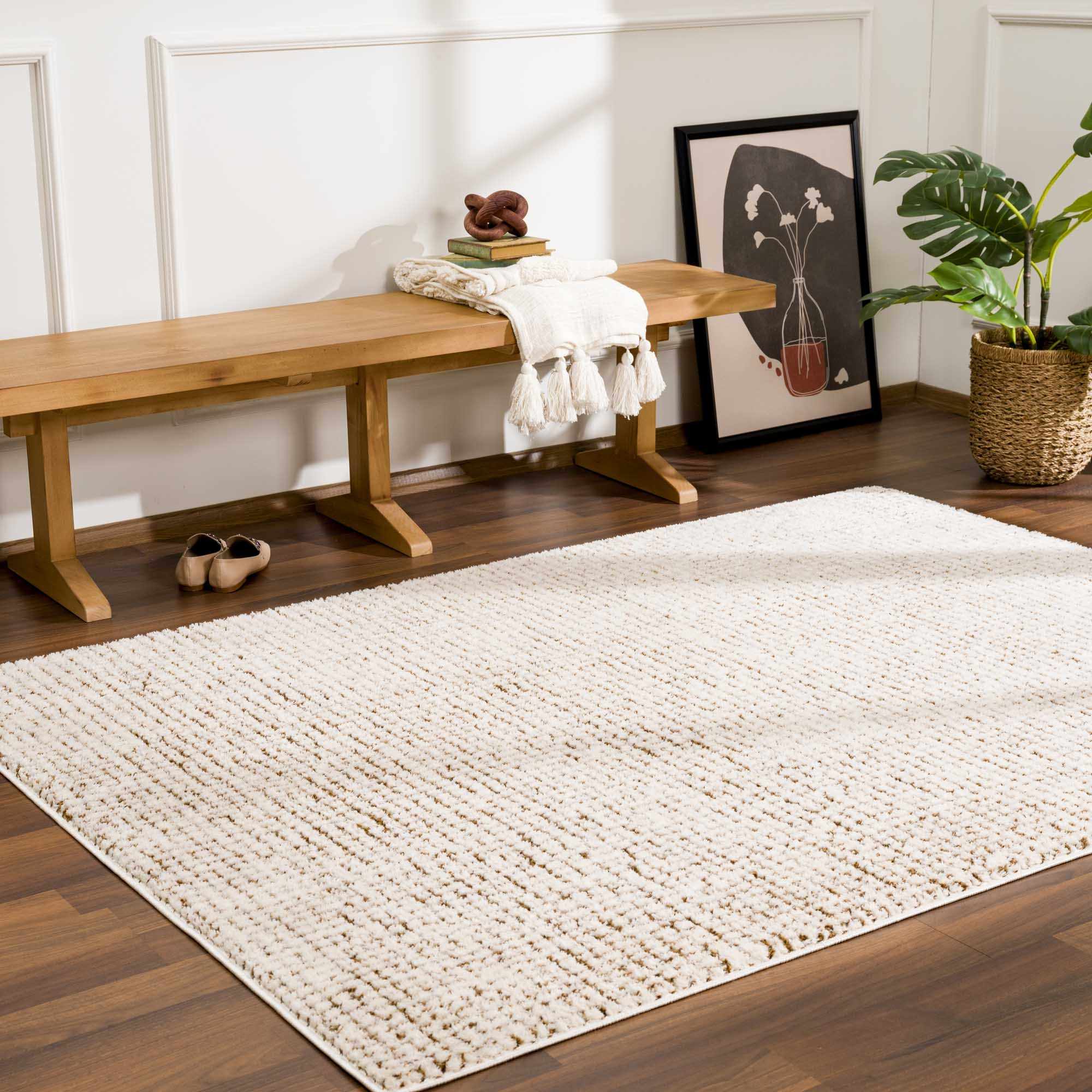 Contemporary Style Beige & Brown Area Rug - Image 3