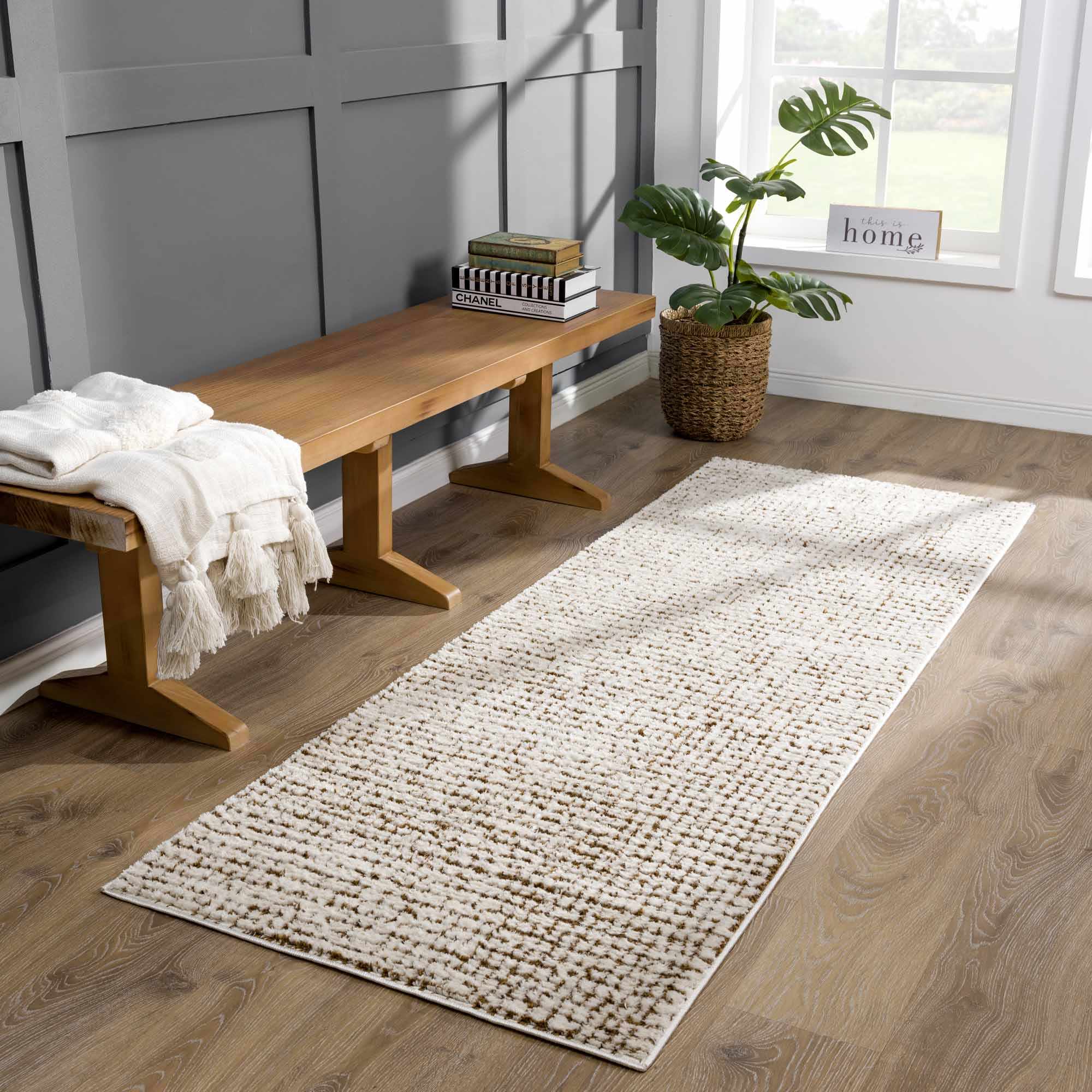 Contemporary Style Beige & Brown Area Rug - Image 5