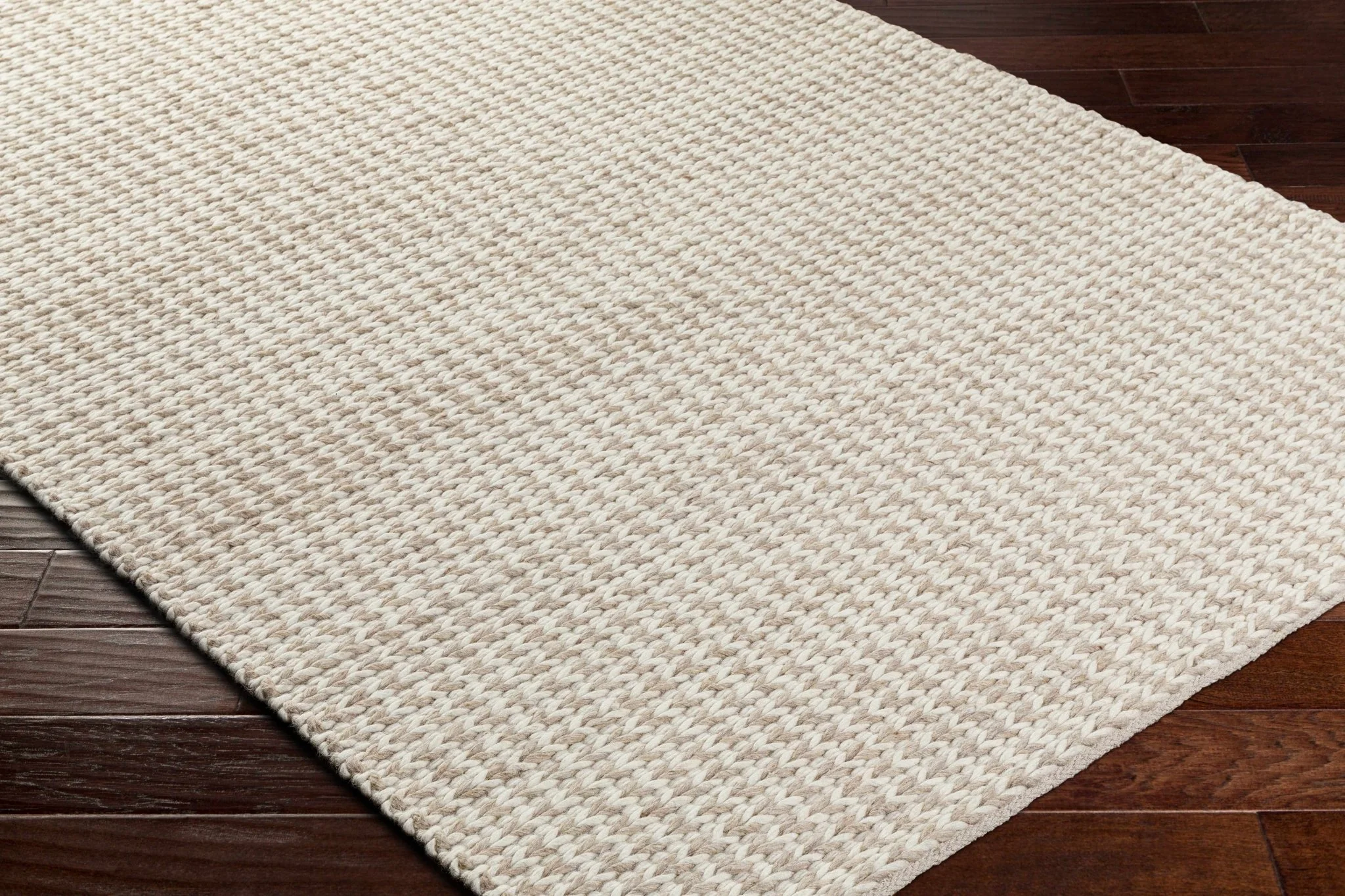 Contemporary Style Beige Hand Woven Wool Area Rug - Image 3
