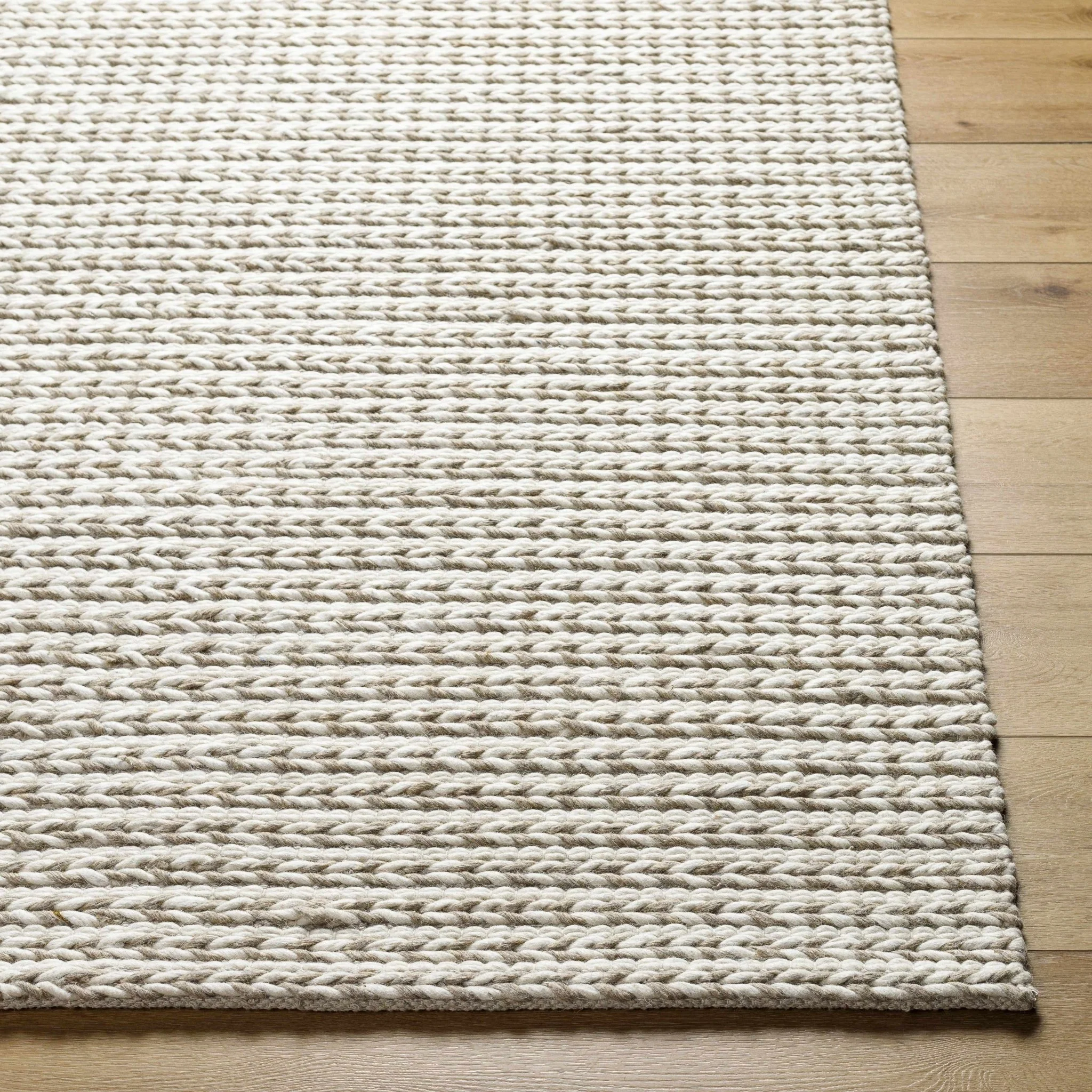 Contemporary Style Beige Hand Woven Wool Area Rug - Image 4