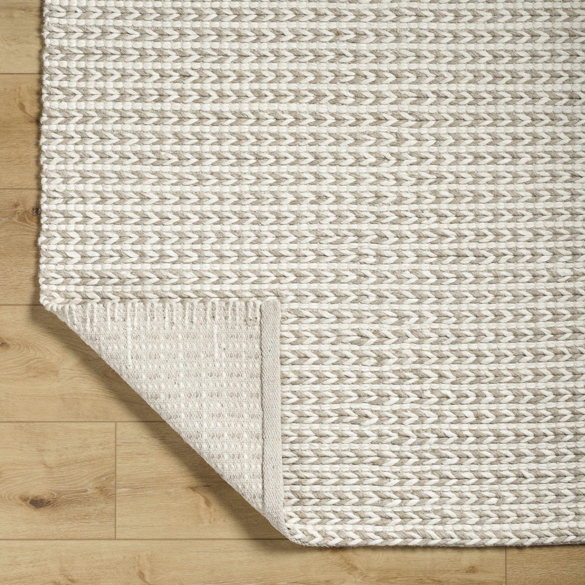 Contemporary Style Beige Hand Woven Wool Area Rug - Image 5