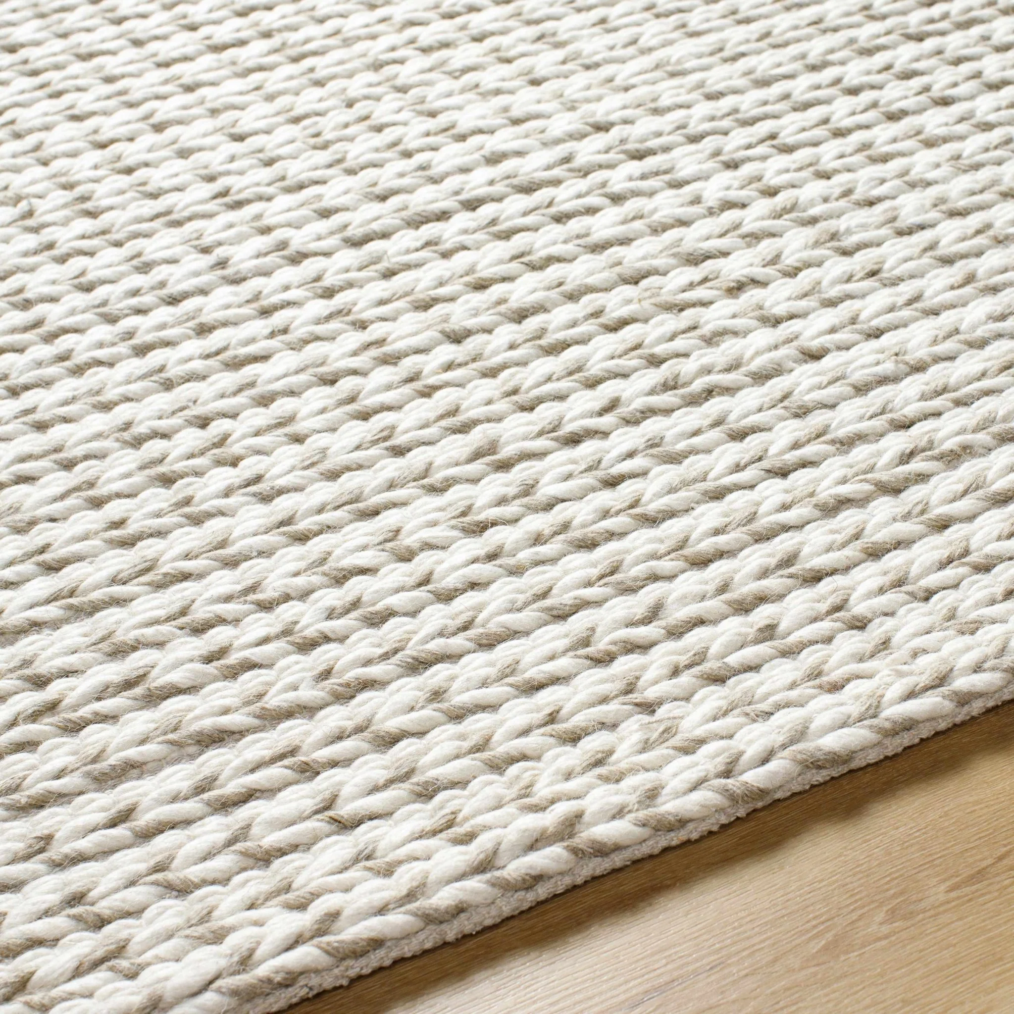 Contemporary Style Beige Hand Woven Wool Area Rug - Image 6