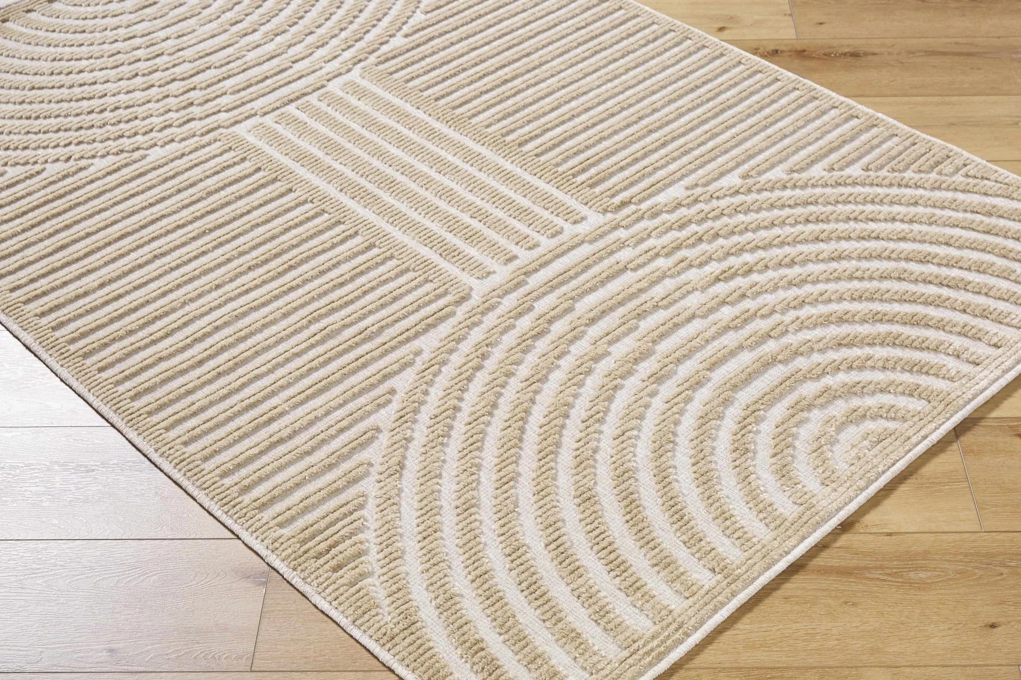 Contemporary Style Beige Washable Area Rug - Image 3