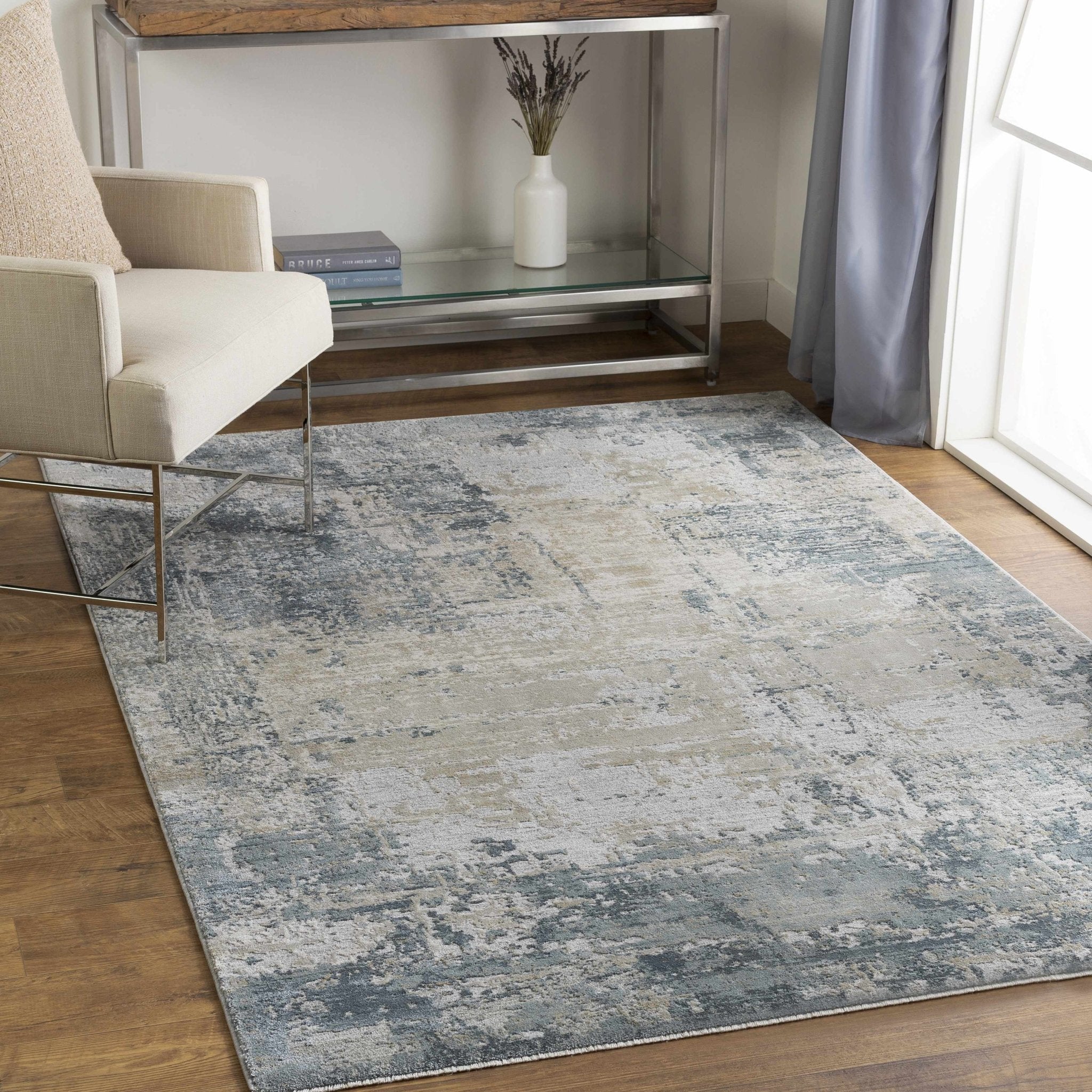 Contemporary Style Abstract Blue Area Rug - Image 4