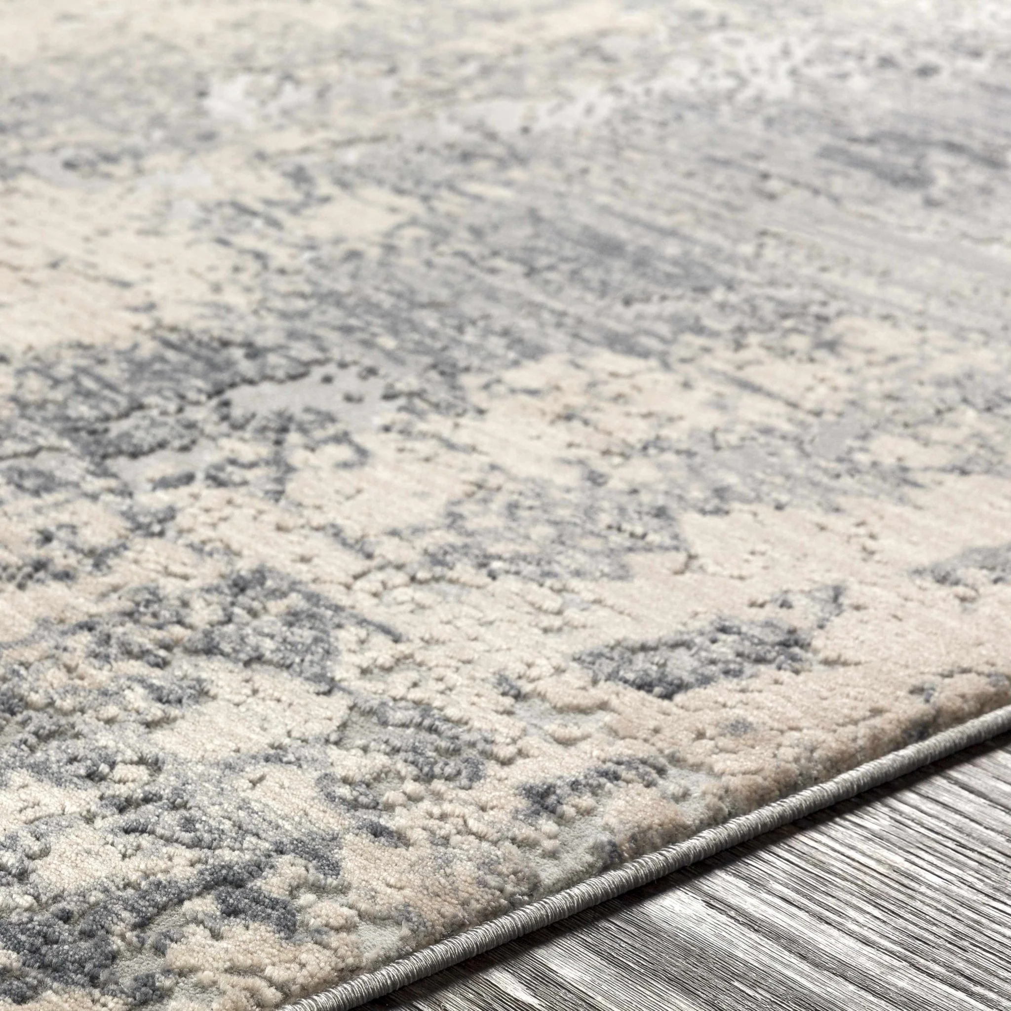 Contemporary Style Charcoal And Gray Machine Woven Rug - Image 2