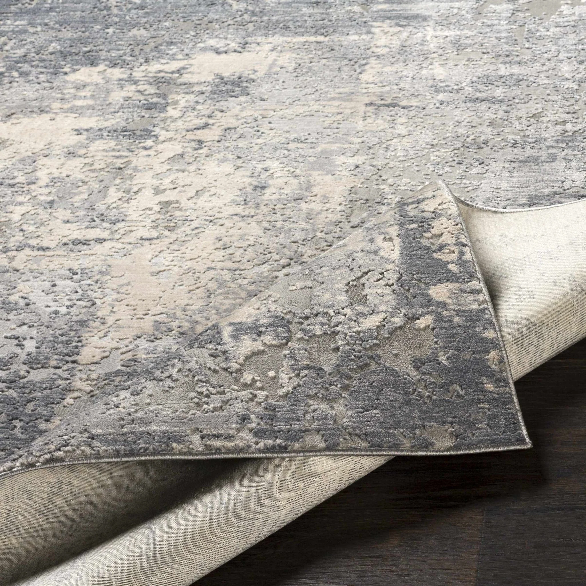 Contemporary Style Charcoal And Gray Machine Woven Rug - Image 5