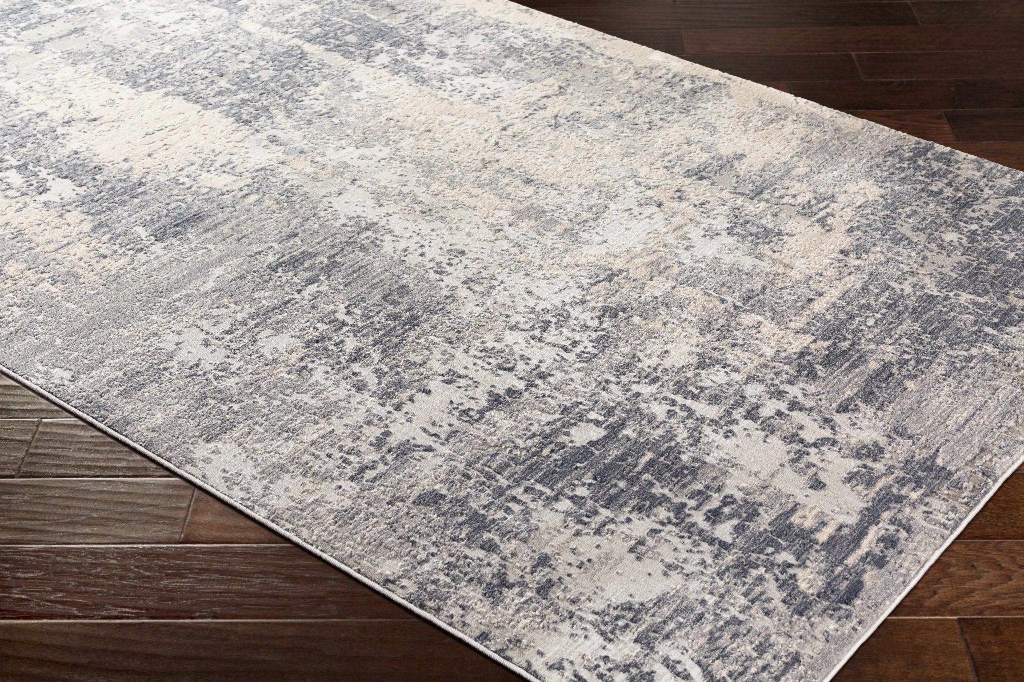 Contemporary Style Charcoal And Gray Machine Woven Rug - Image 6