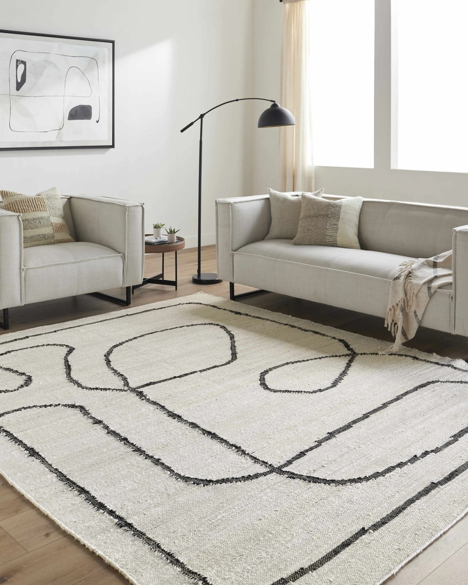 Contemporary Style Cream Hand Woven Jute Area Rug - Image 2