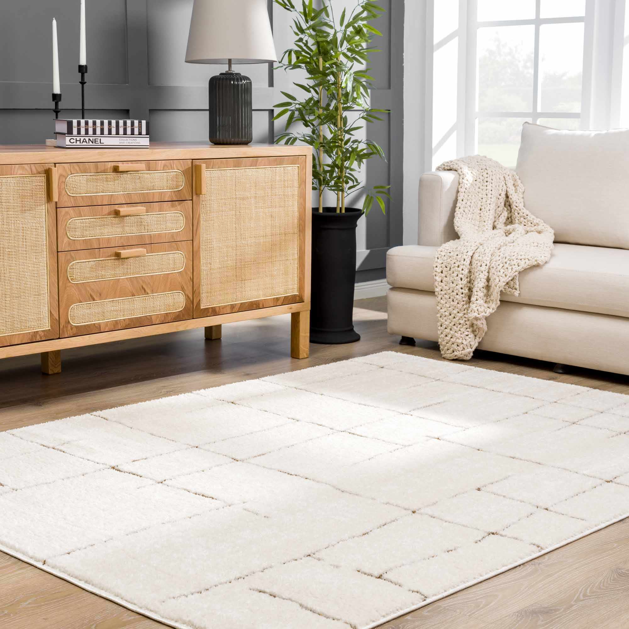 Contemporary Style Ivory & Brown Area Rug - Image 10