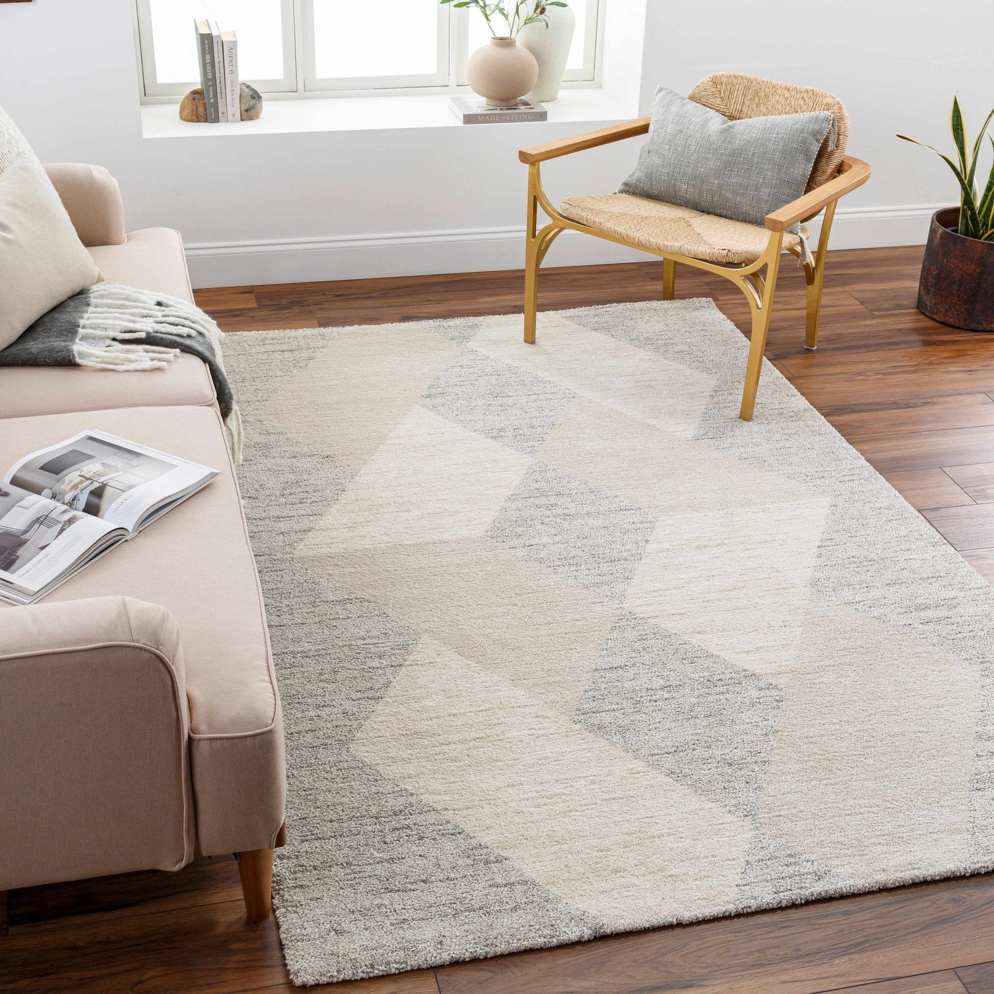 Contemporary Style Ivory Machine Woven Rug - Image 2