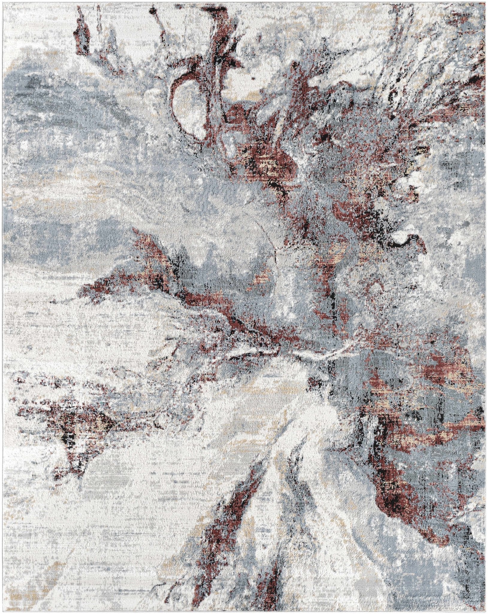 Newnham Contemporary Style Silver And Red Marble Rug - Image 2