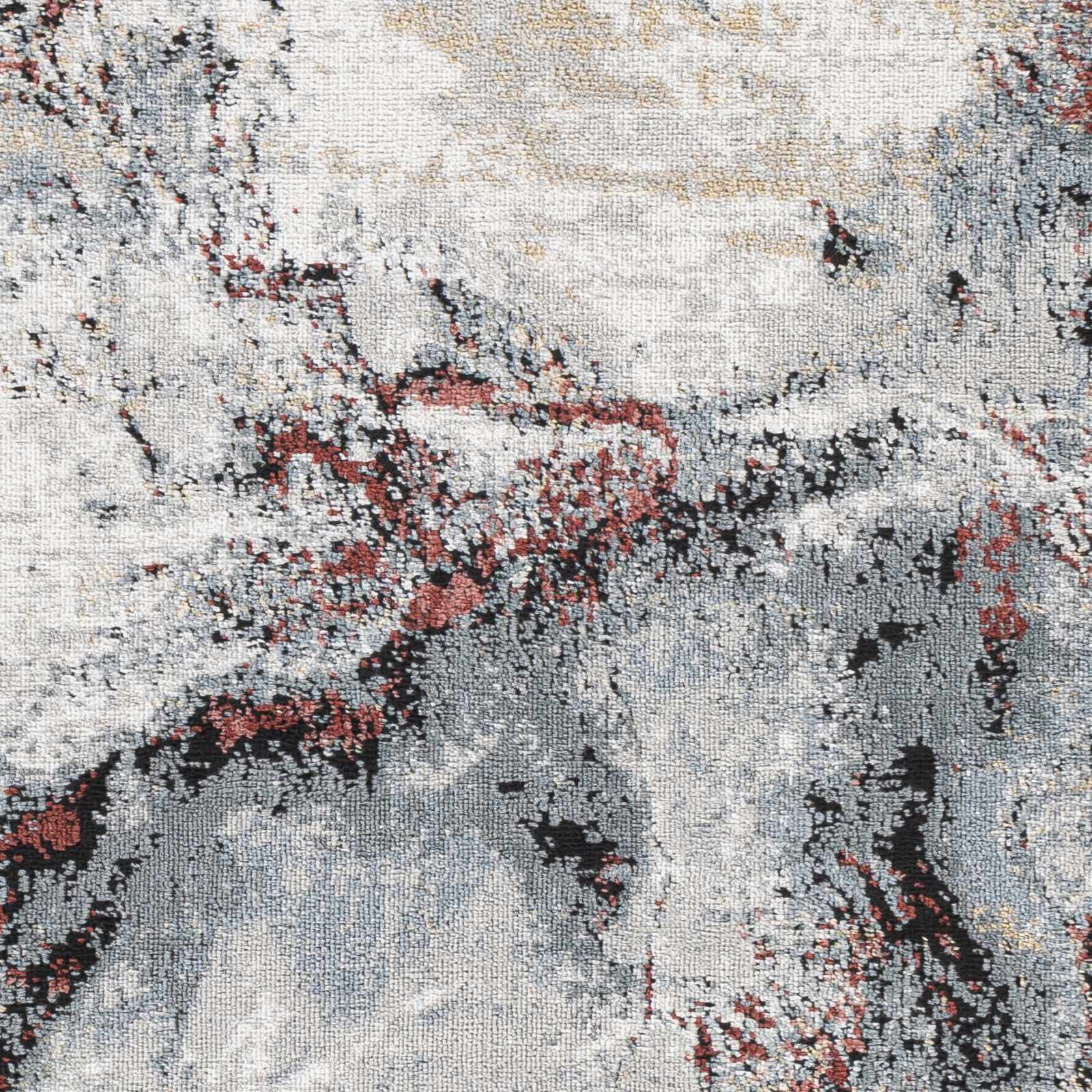 Newnham Contemporary Style Silver And Red Marble Rug - Image 5