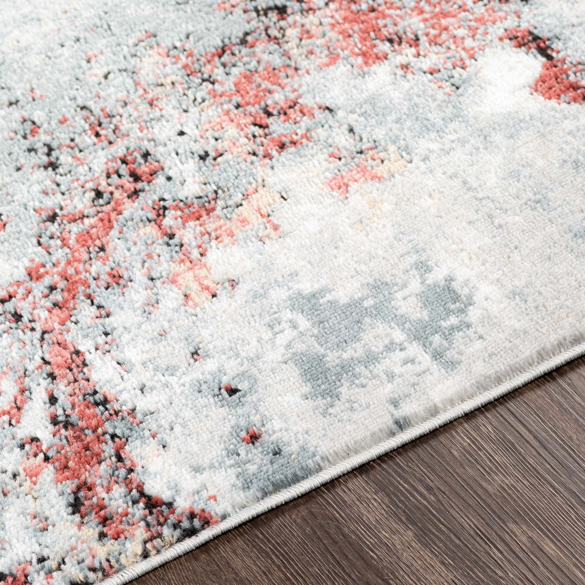 Newnham Contemporary Style Silver And Red Marble Rug - Image 6