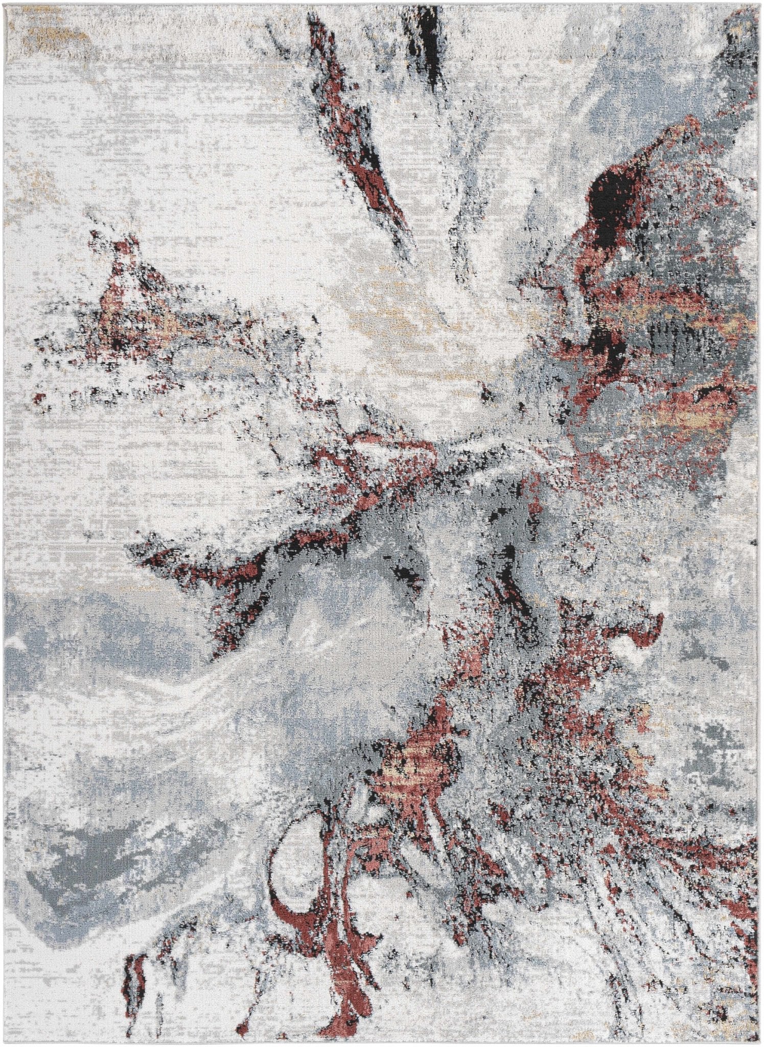Newnham Contemporary Style Silver And Red Marble Rug - Image 8