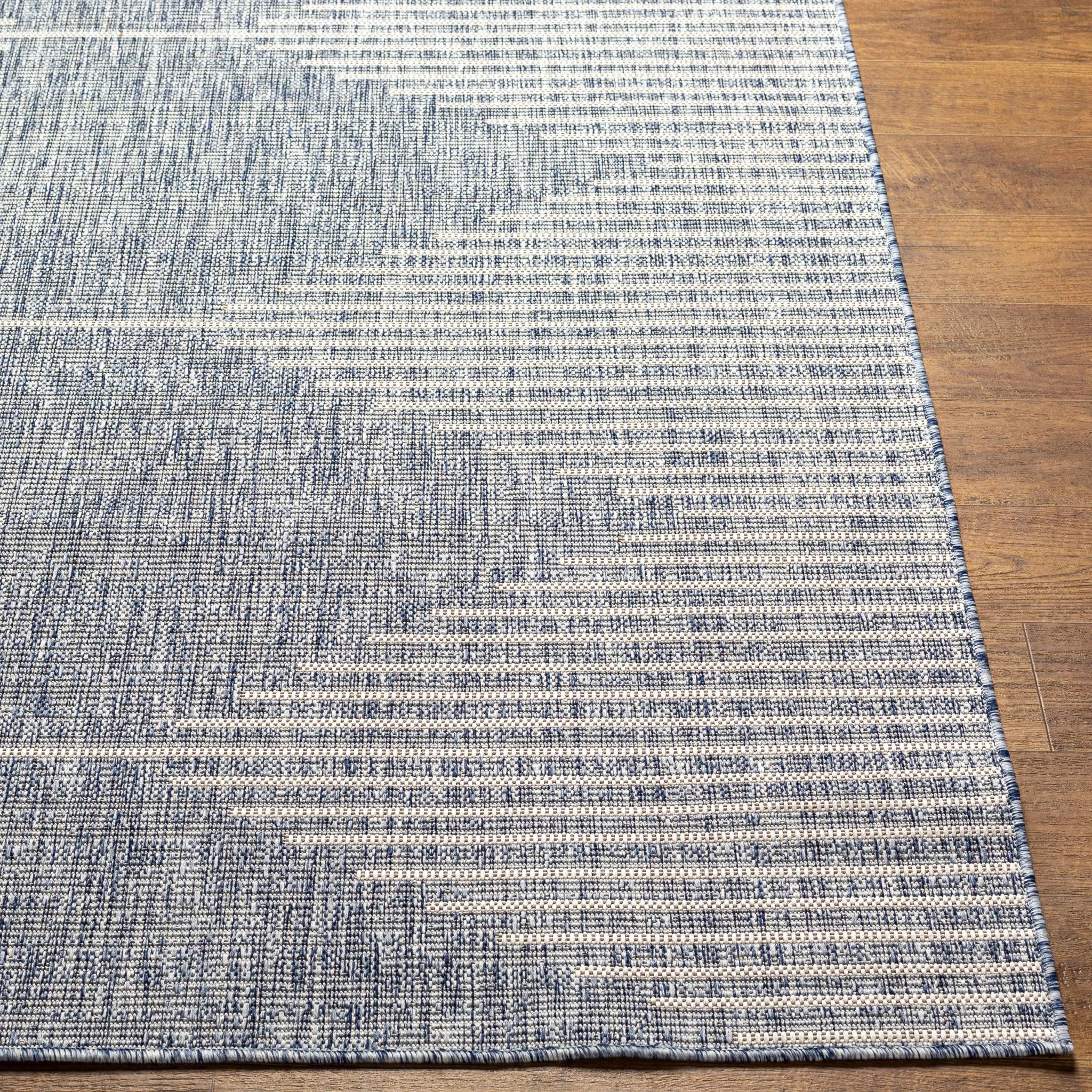 Contemporary Tribal Design Blue, Beige and Gray outdoor safe Area Rug - Image 4
