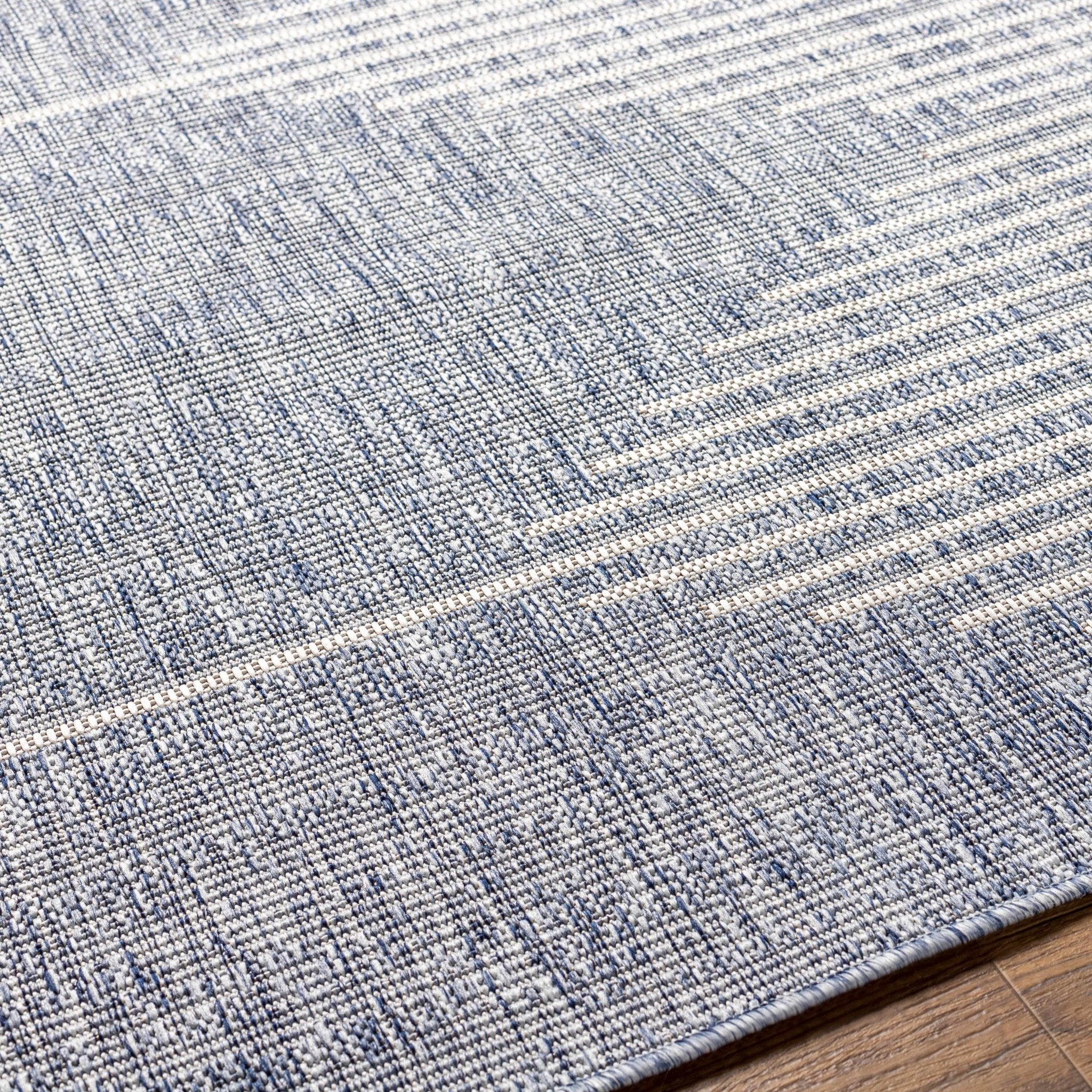 Contemporary Tribal Design Blue, Beige and Gray outdoor safe Area Rug - Image 6