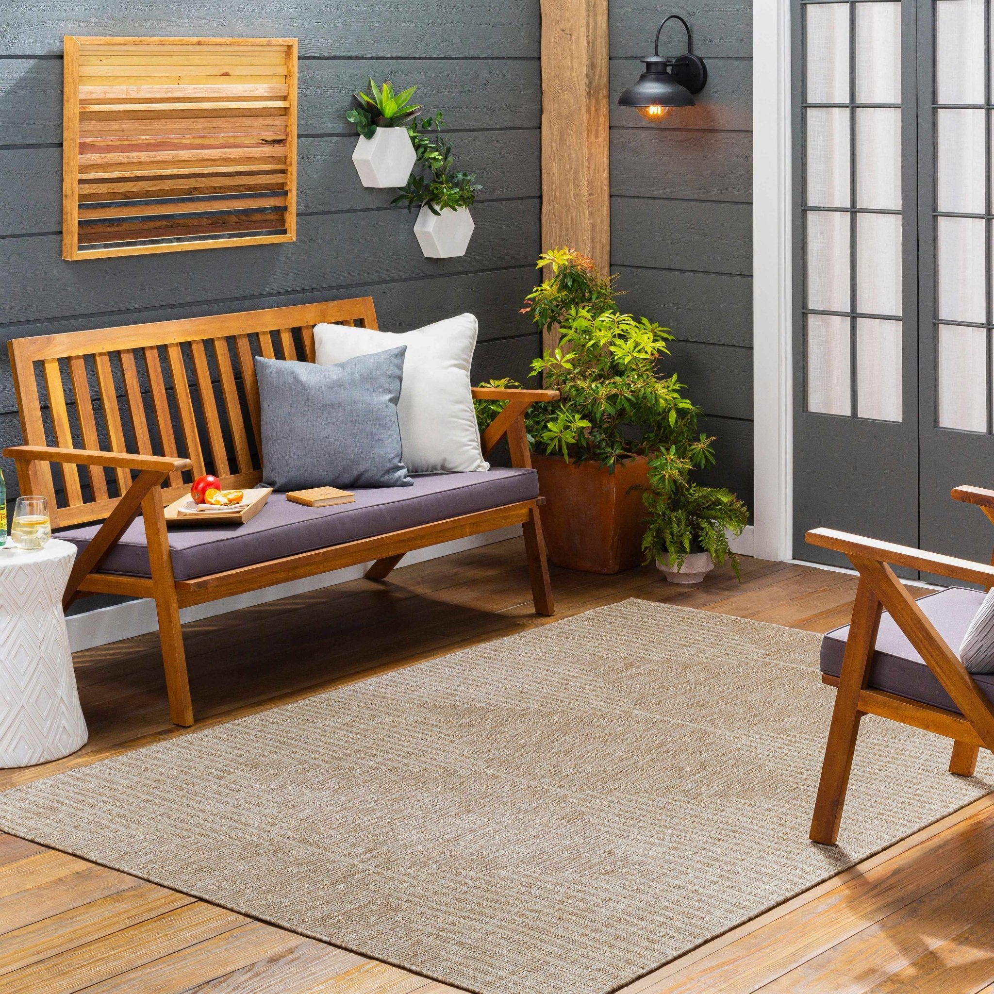 Contemporary Tribal Design Ivory and Camel outdoor safe Area Rug - Image 8