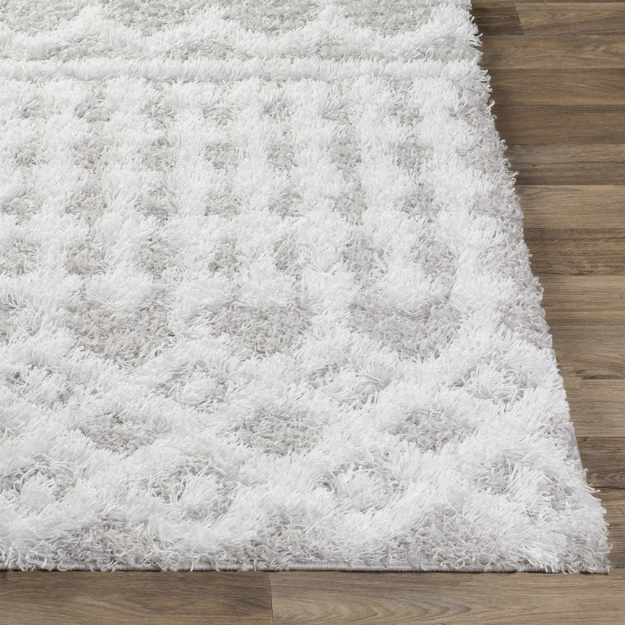 Contemporary White and Gray Plush pile Tribal Design Area Rug - Image 5