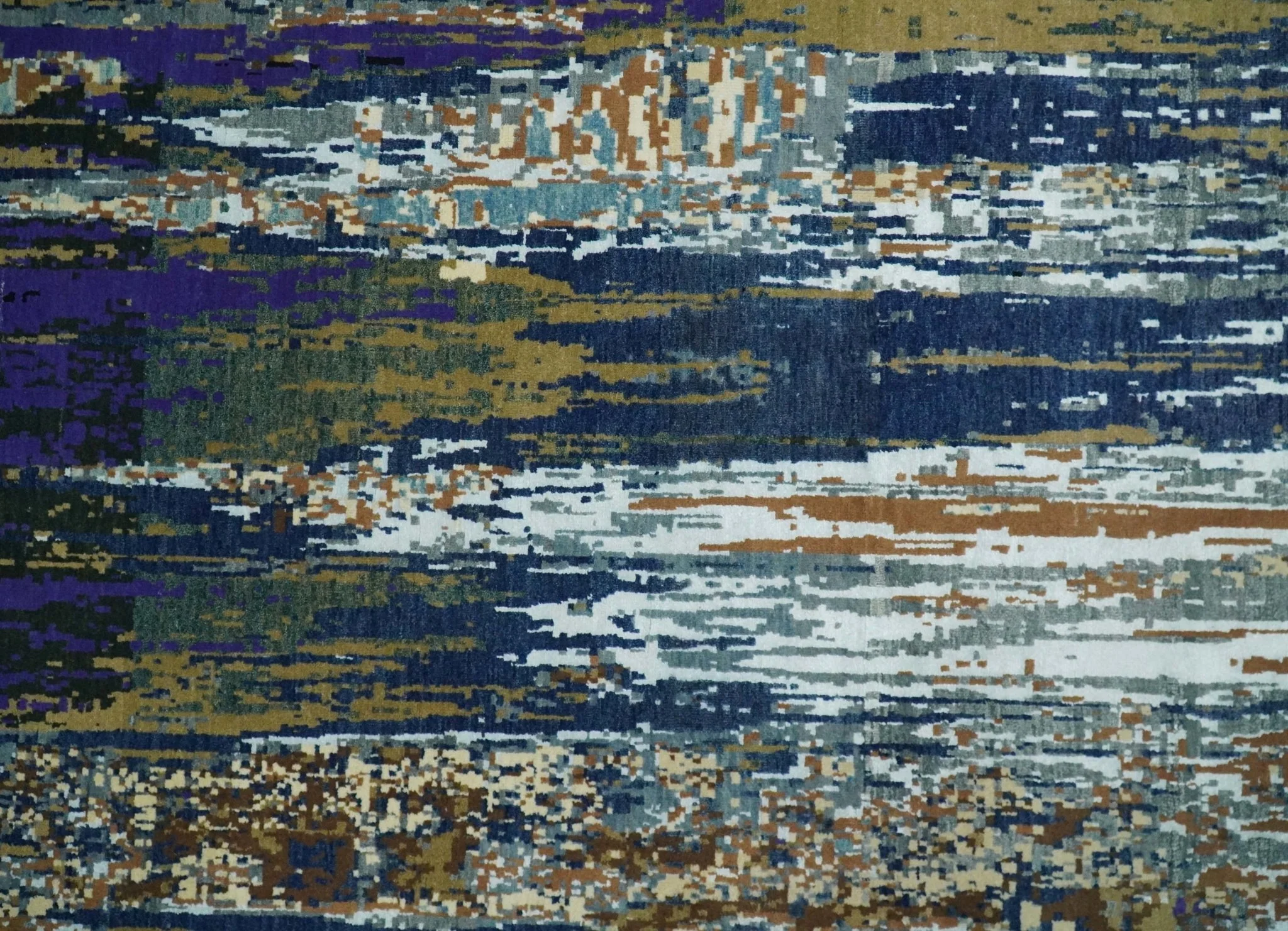 8x10 Fine Hand Knotted Brown Multicolor Modern Abstract Wool and Bamboo Silk Area Rug | AGR19 - Image 12